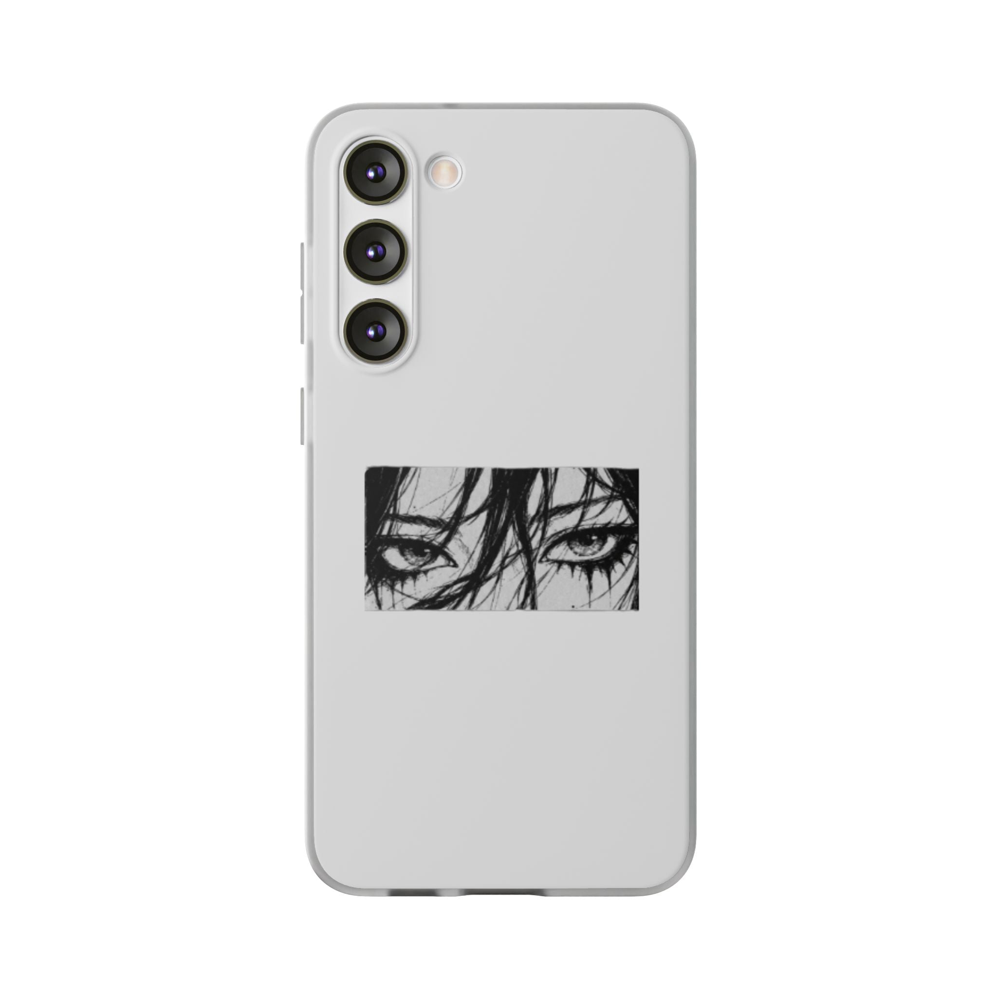 Anime Eyes Illustration Phone Case - Moody Black & White Flexi Case