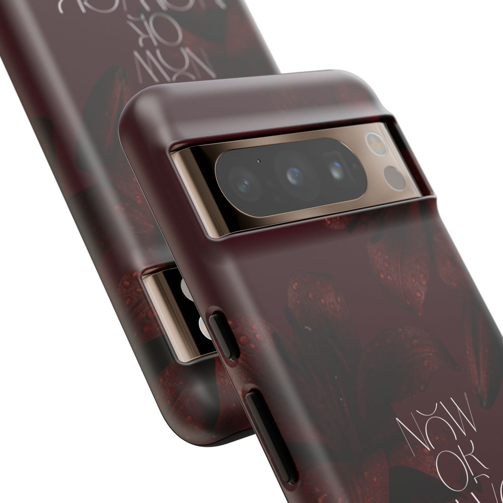 Tough Cases – Burgundy Floral “Now or Never” Protective Phone Case