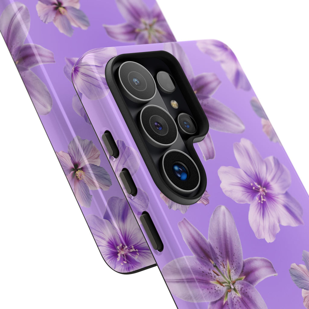 Floral Lavender Tough Phone Case – Purple Blossom Protective Cover