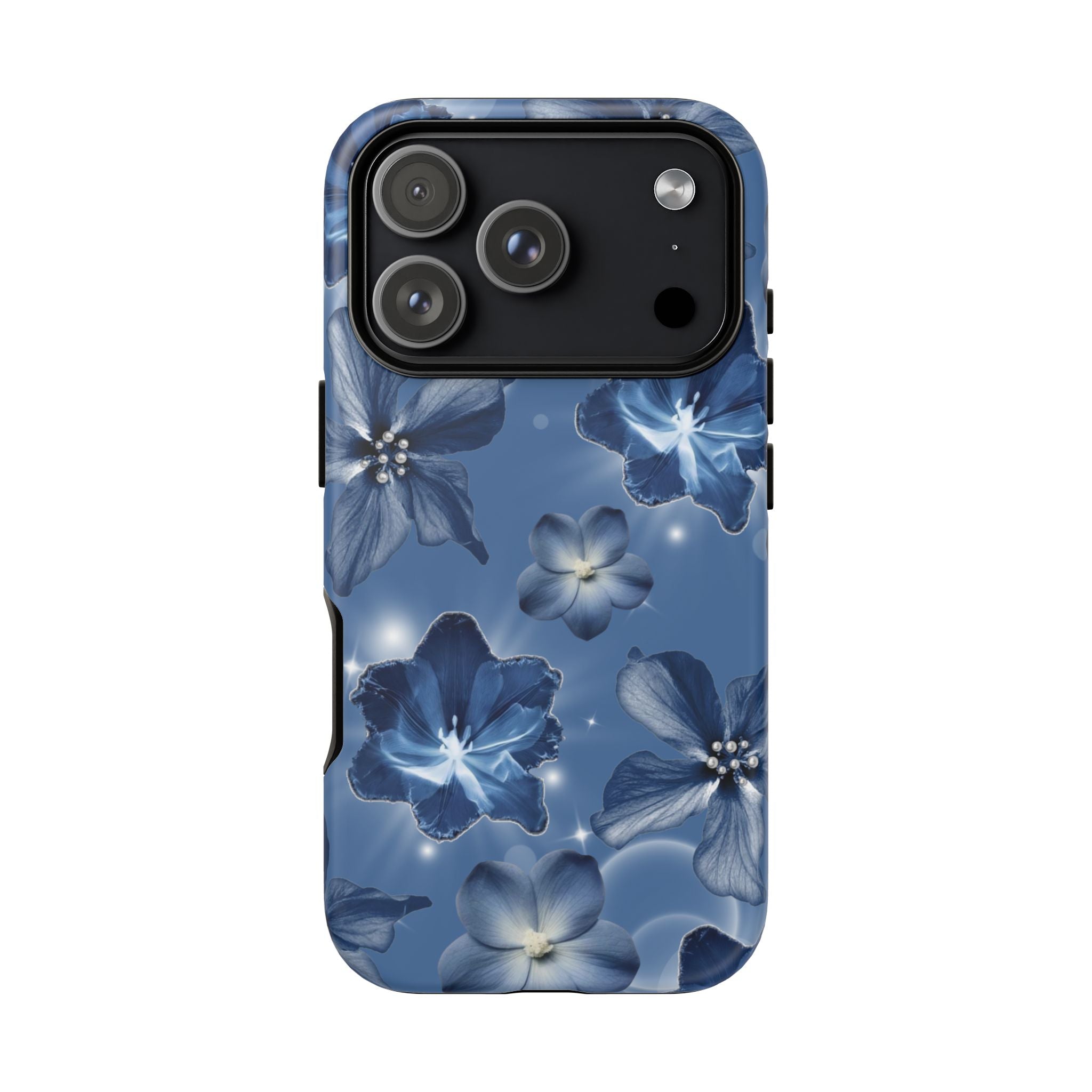 Blue Floral Tough Phone Case — Protective Blossom Design