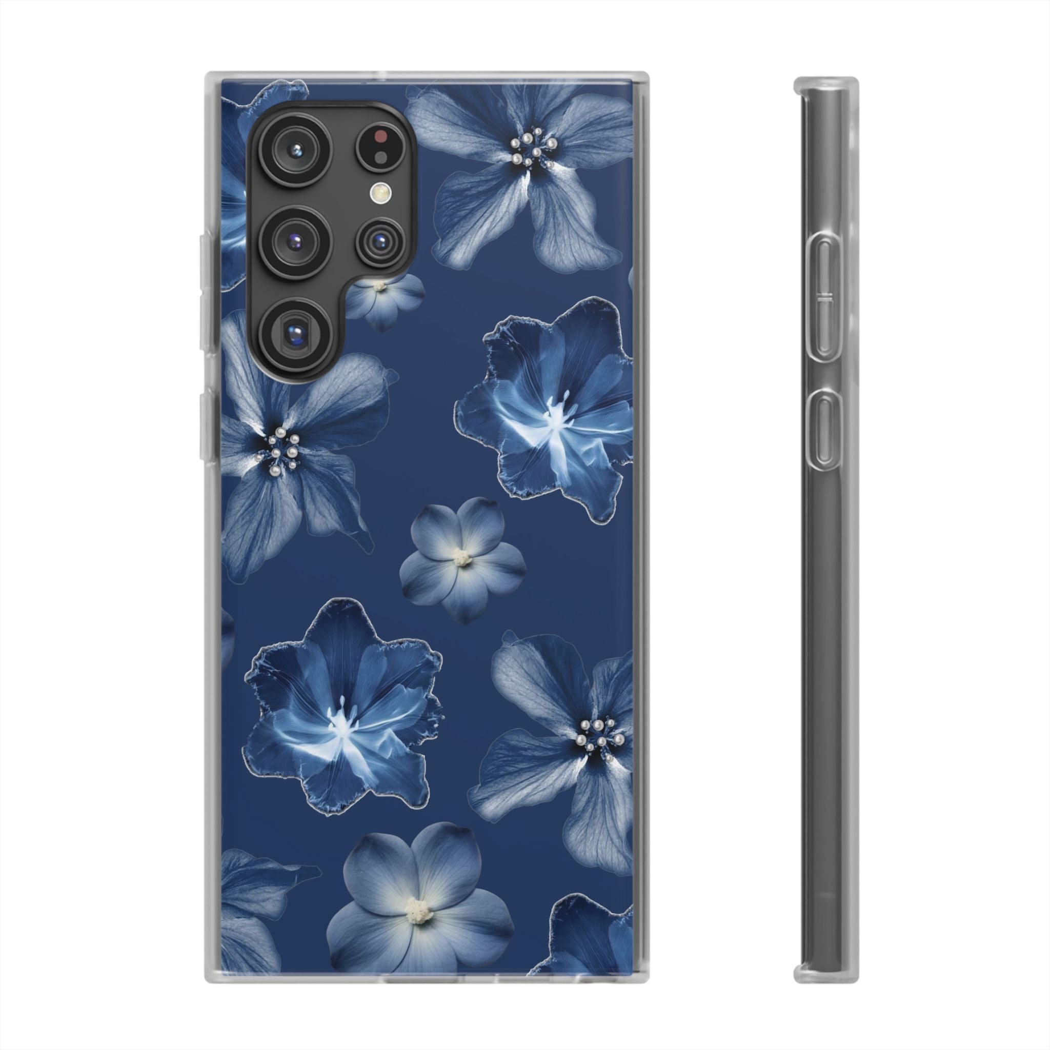 Floral Blue Phone Case — Navy Watercolor Blossom Flexi Case