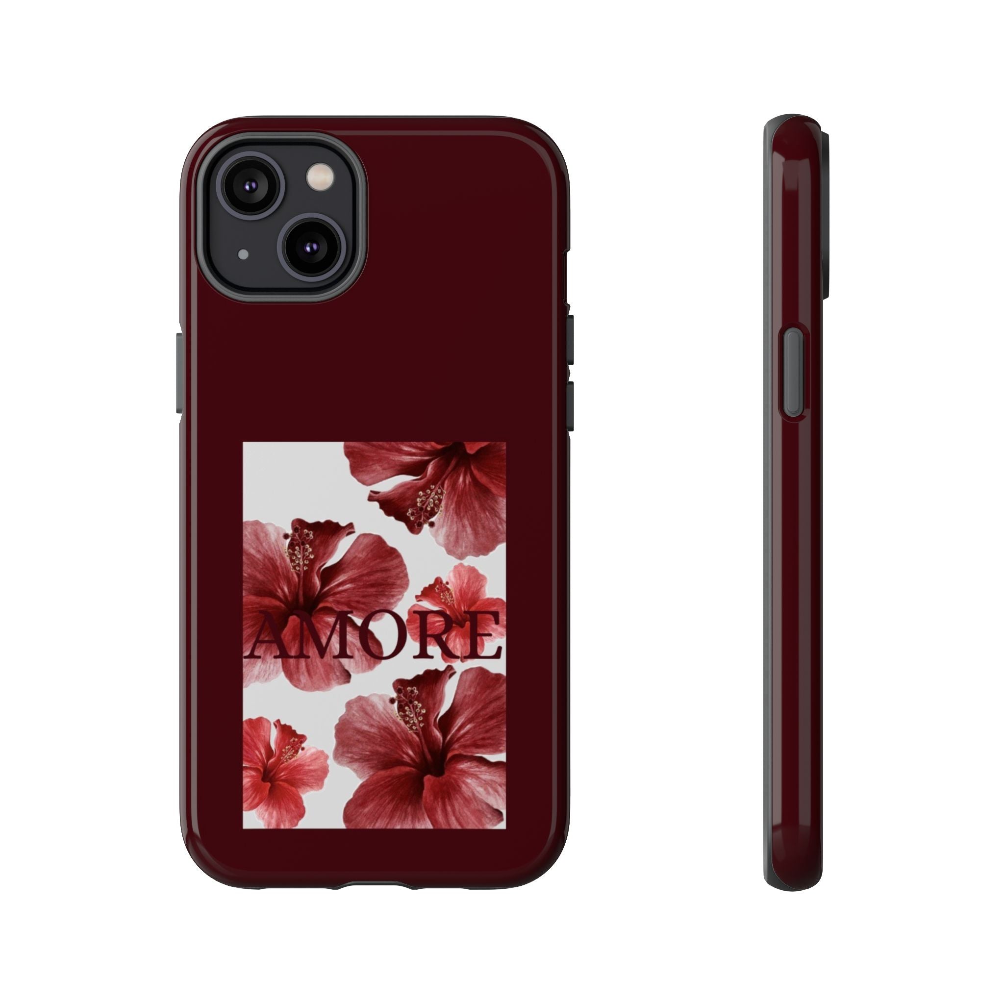 Amore Floral Phone Case — Burgundy Tough Protective Cover