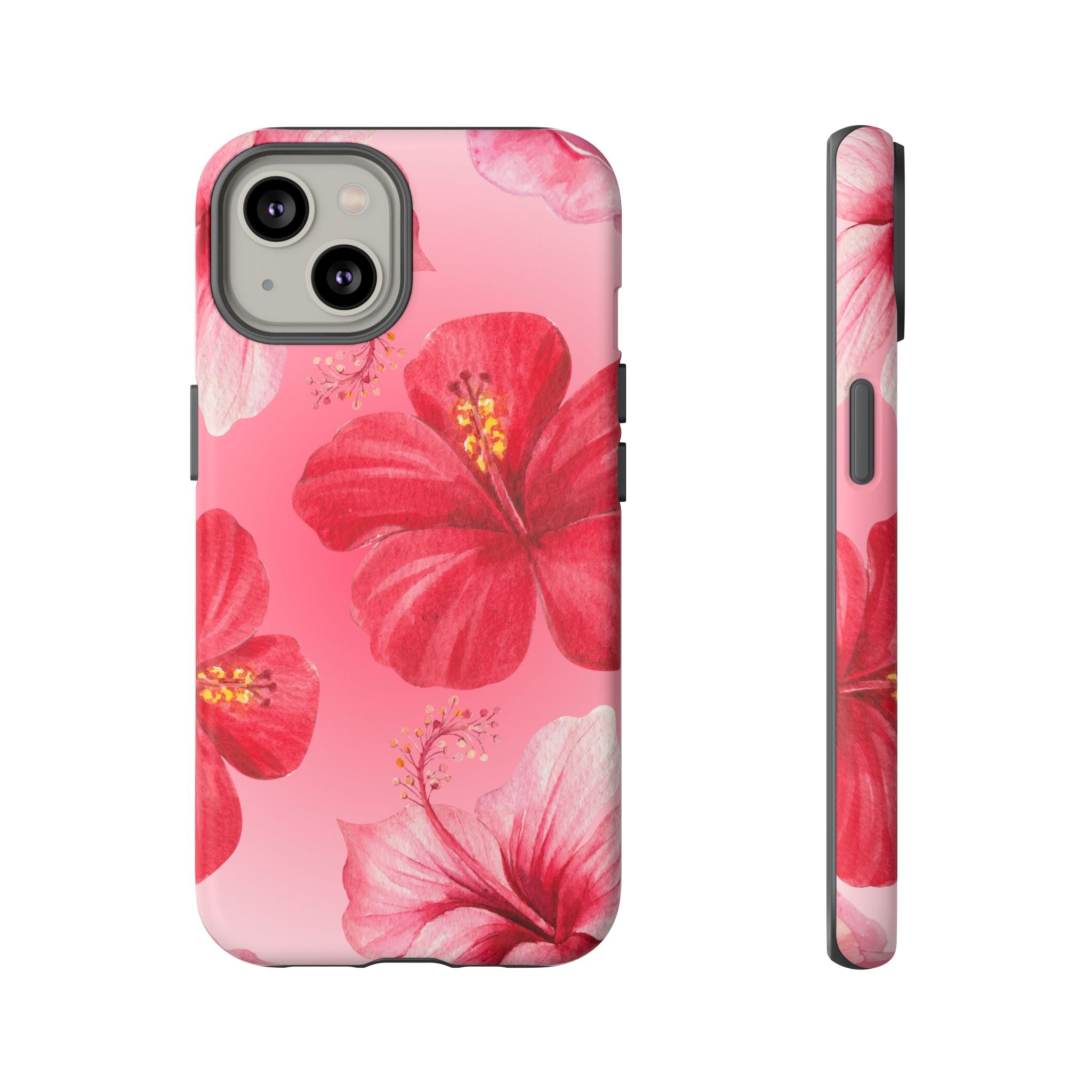 Hibiscus Pink Tough Phone Case — Floral Tropical Protective Cover