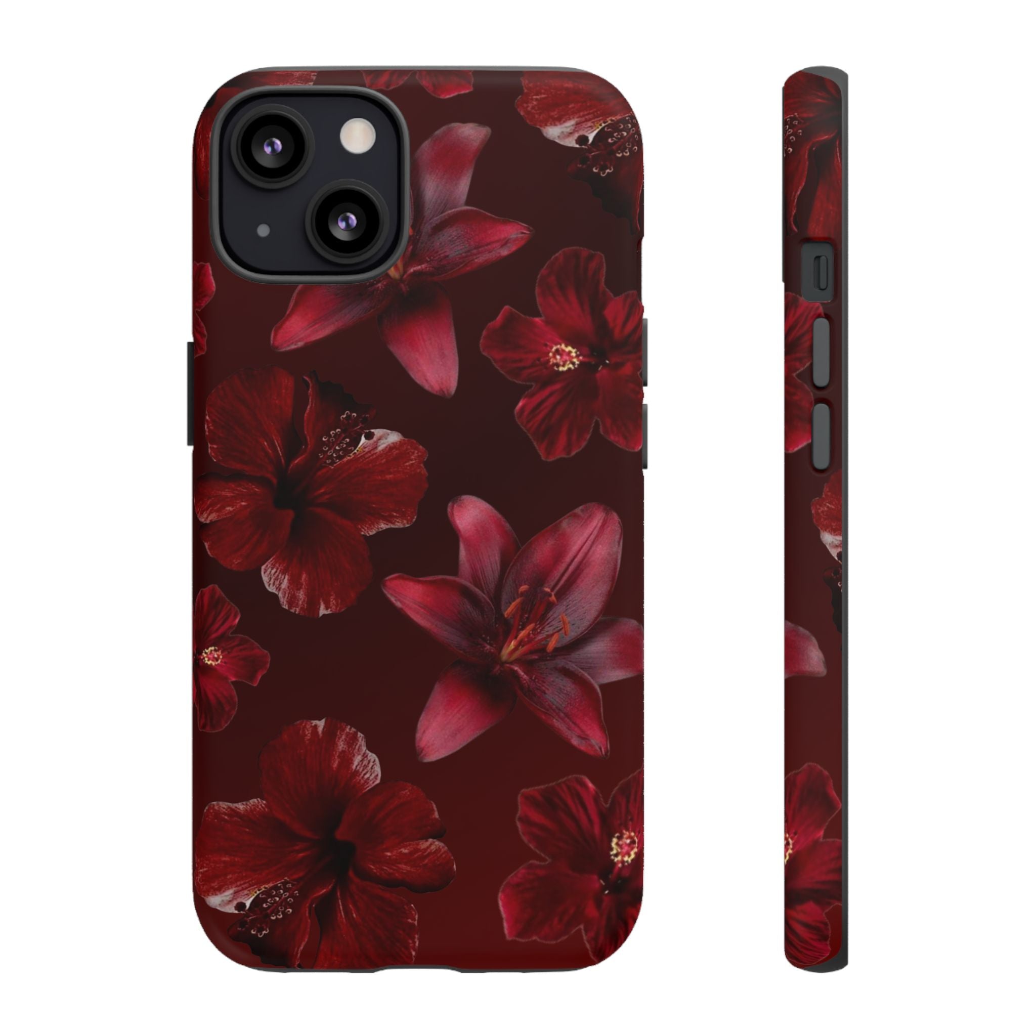 Tough Cases - Dark Red Floral Phone Case