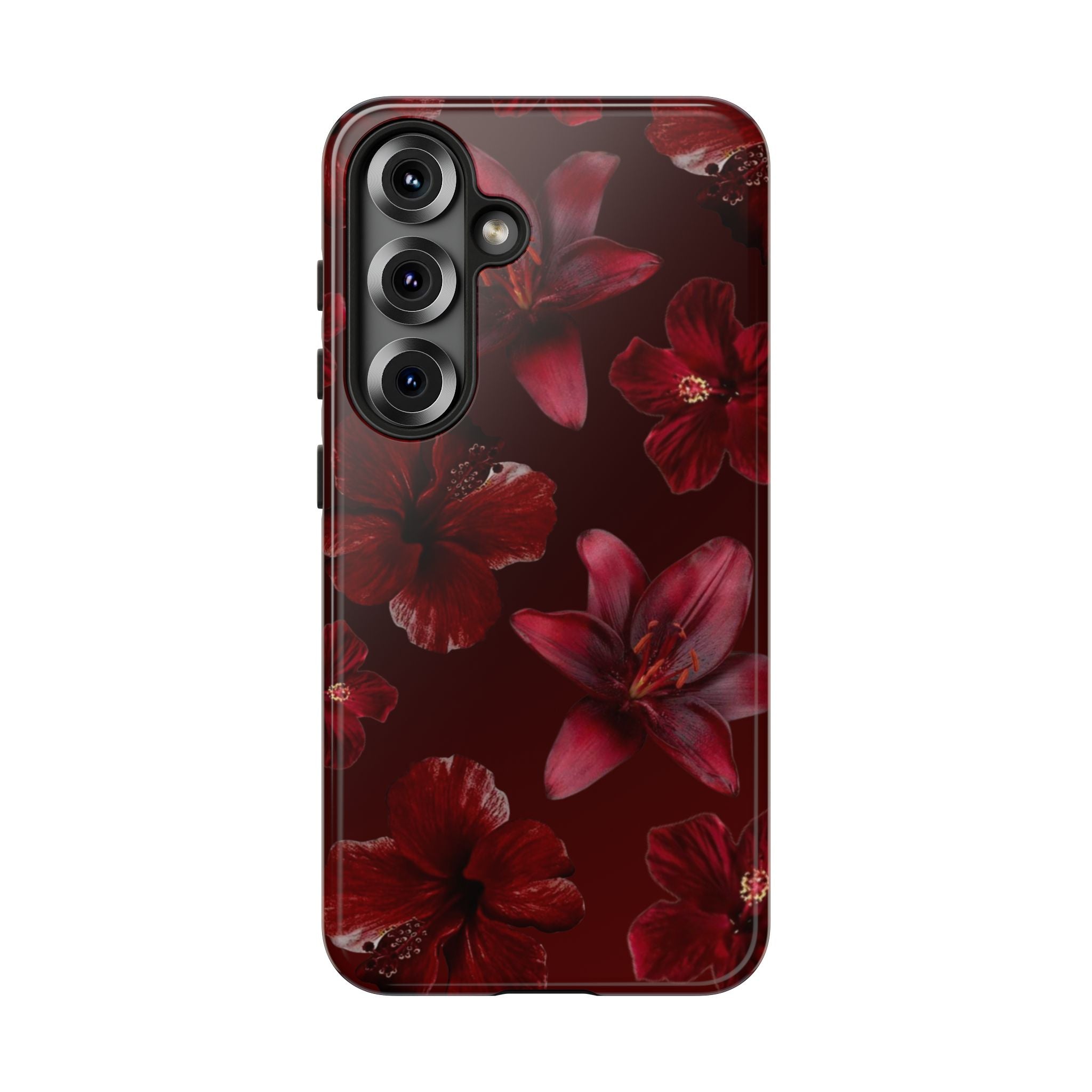 Tough Cases - Dark Red Floral Phone Case