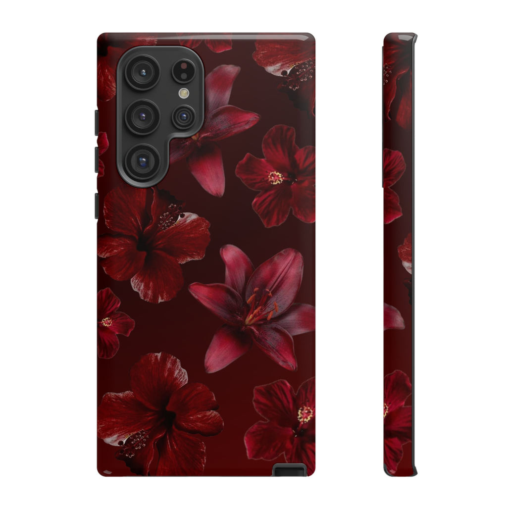 Tough Cases - Dark Red Floral Phone Case