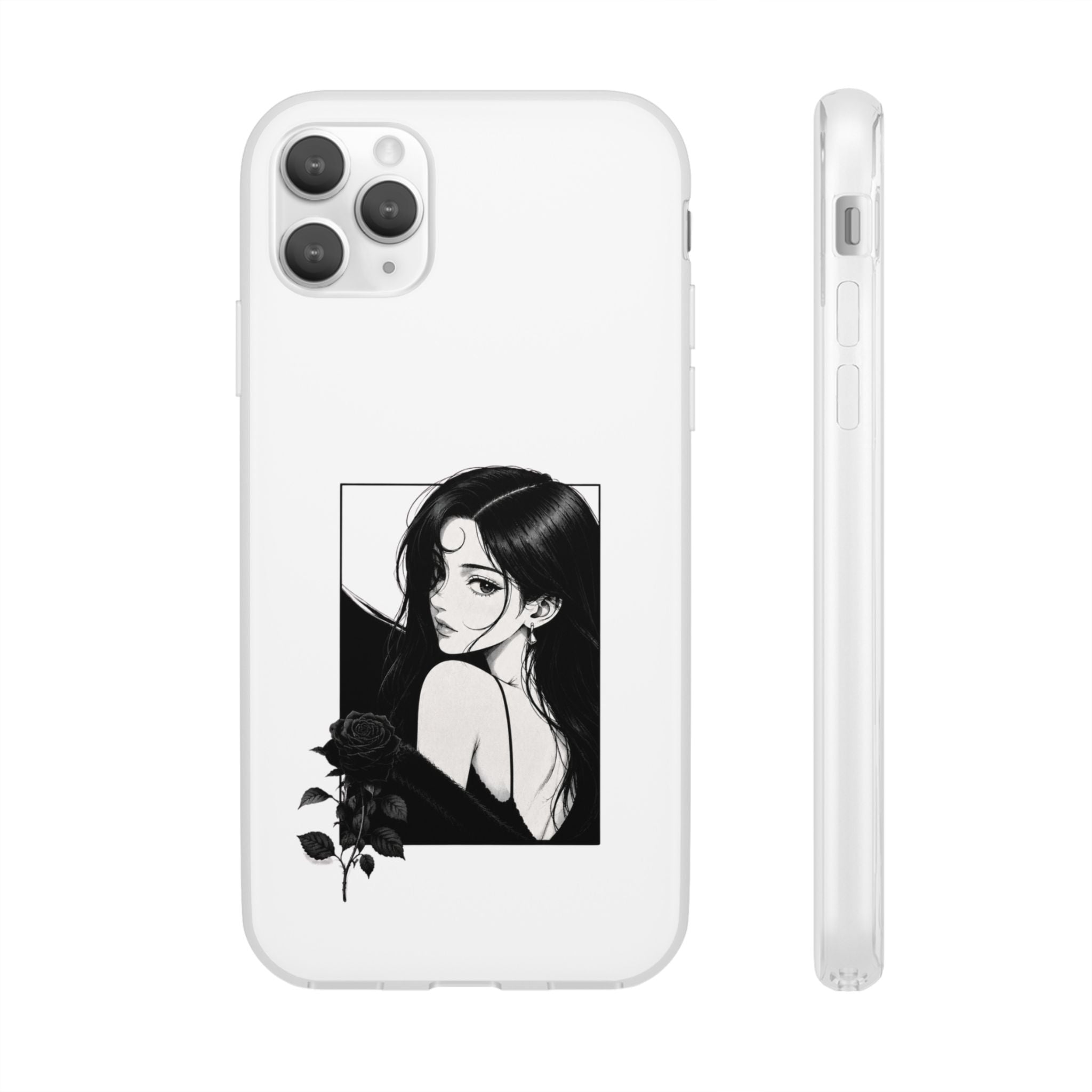 Anime Girl Noir Black Rose Illustration Flexi Case