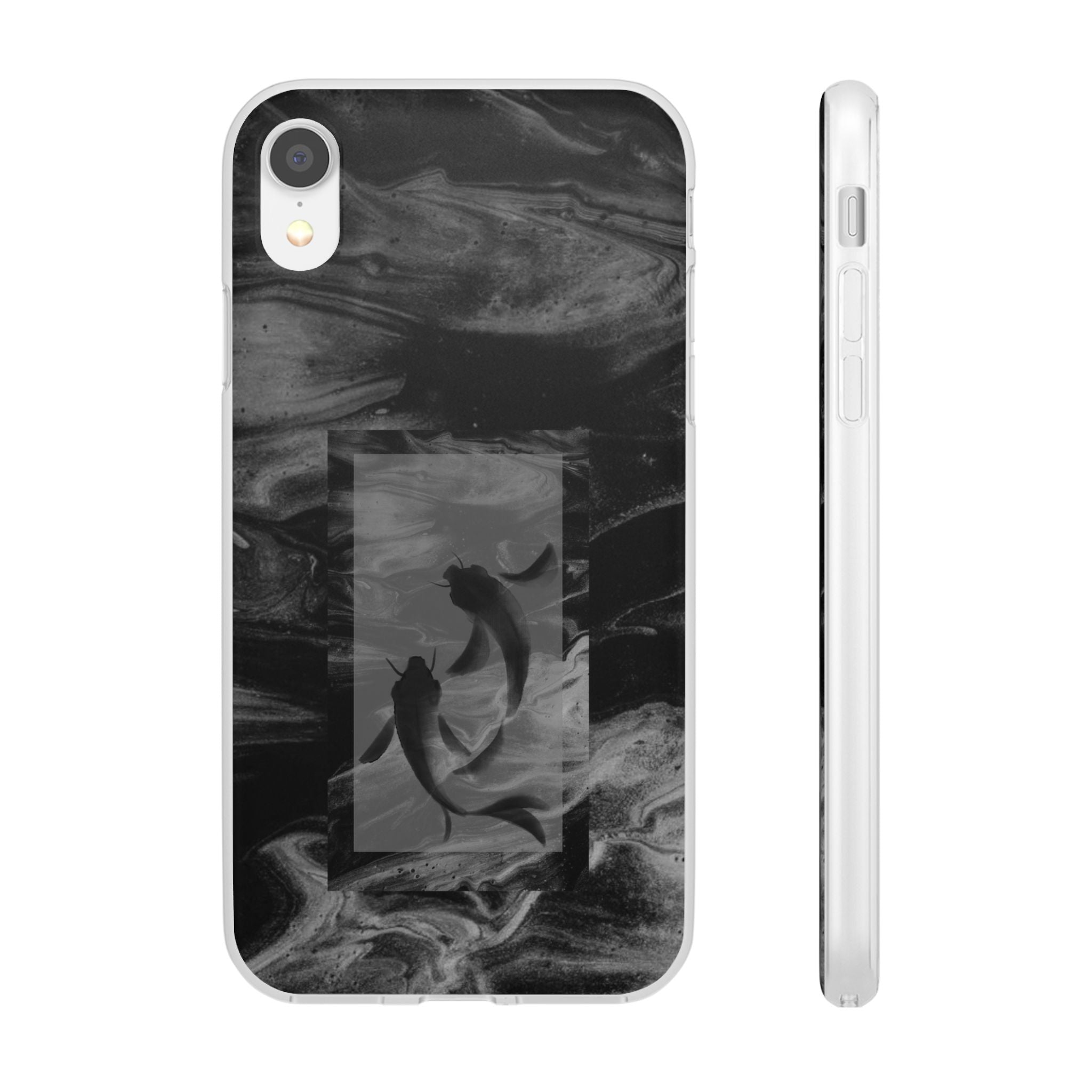 Black Koi Phone Case — Minimalist Monochrome Fish Design