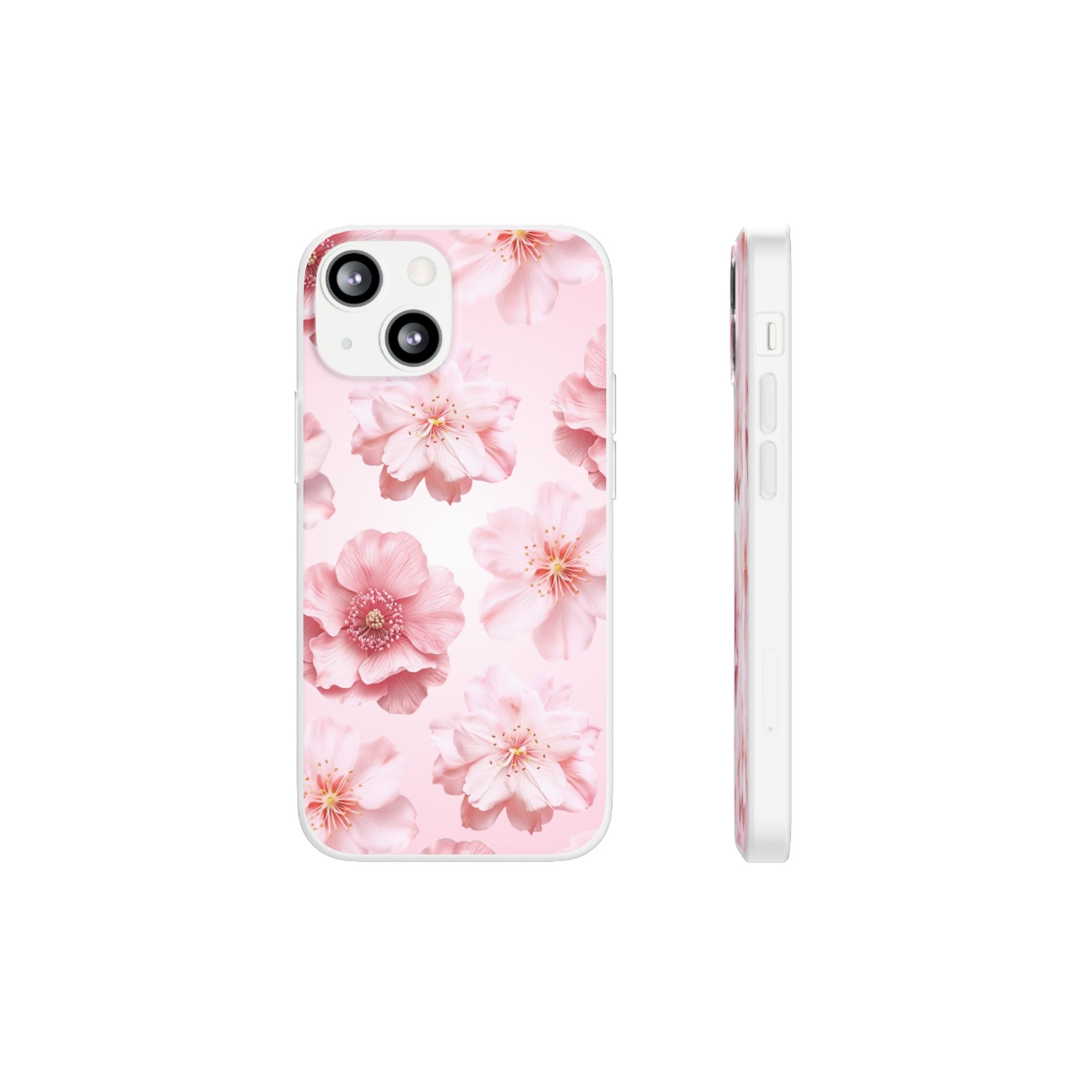 Pink Cherry Blossom Phone Case — Floral Slim Flexi Case for iPhone