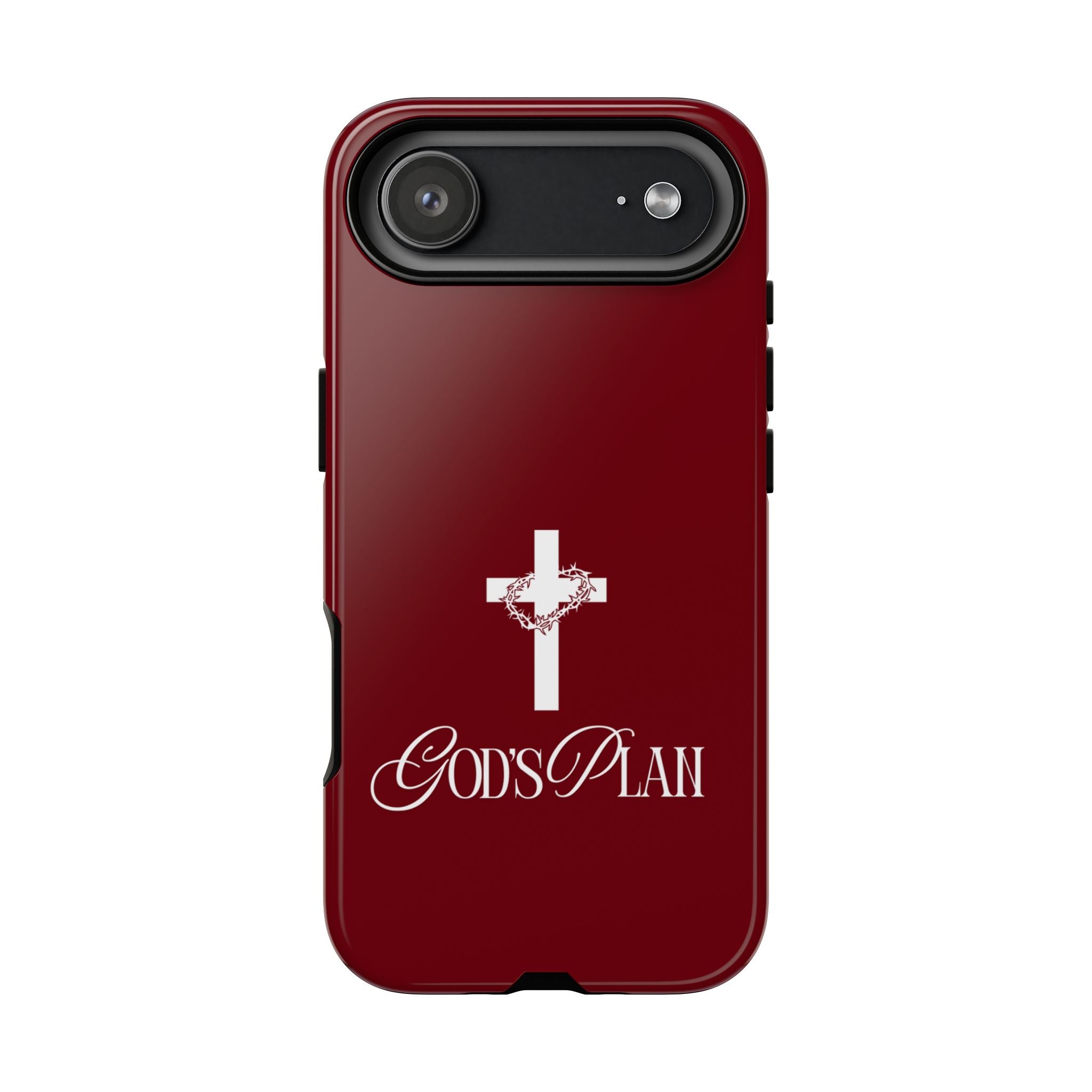 God's Plan — Christian Tough Phone Case | Cross Faith Burgundy Cover
