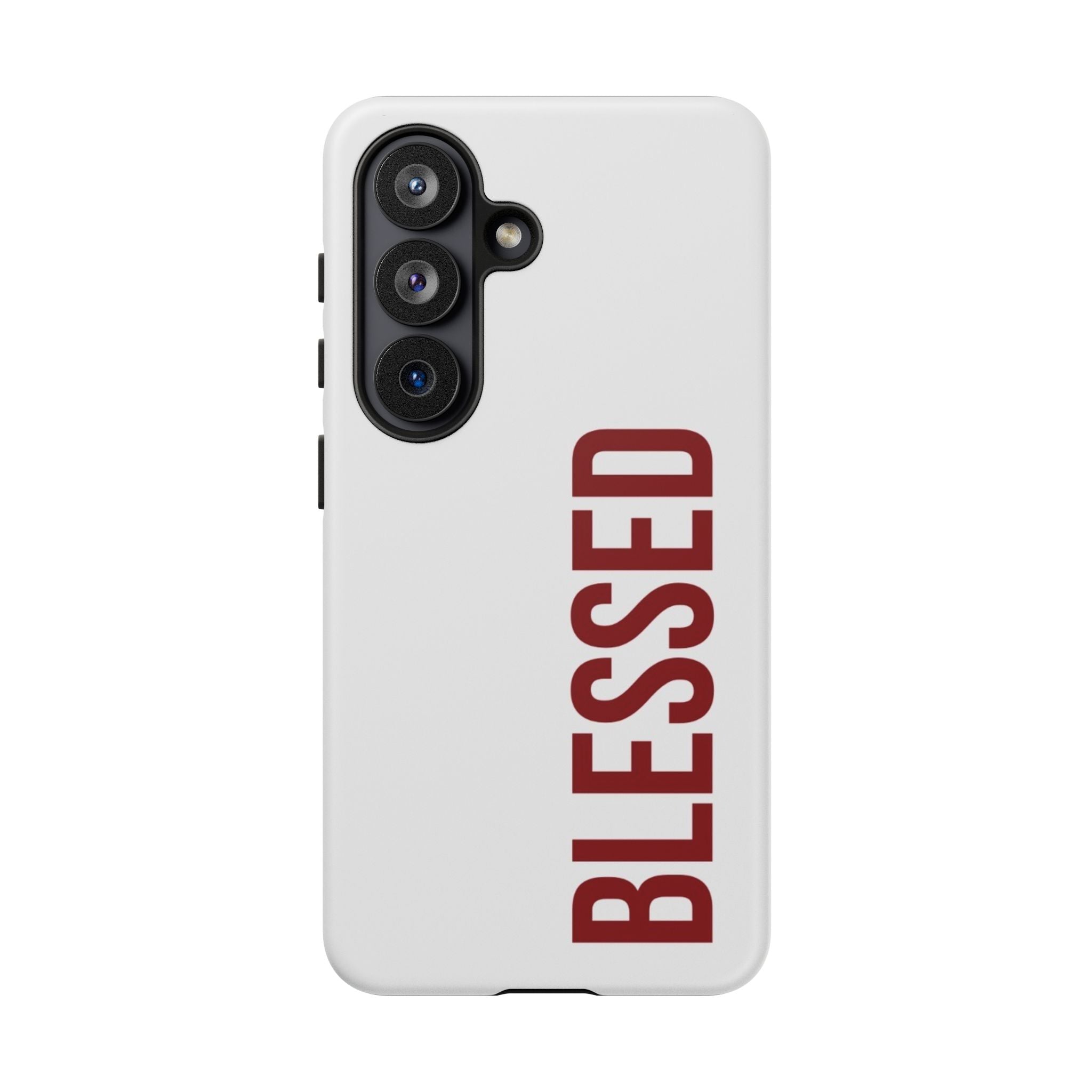 Blessed Vertical Phone Case — Protective Slim iPhone Cover with Red 'BLESSED' Text