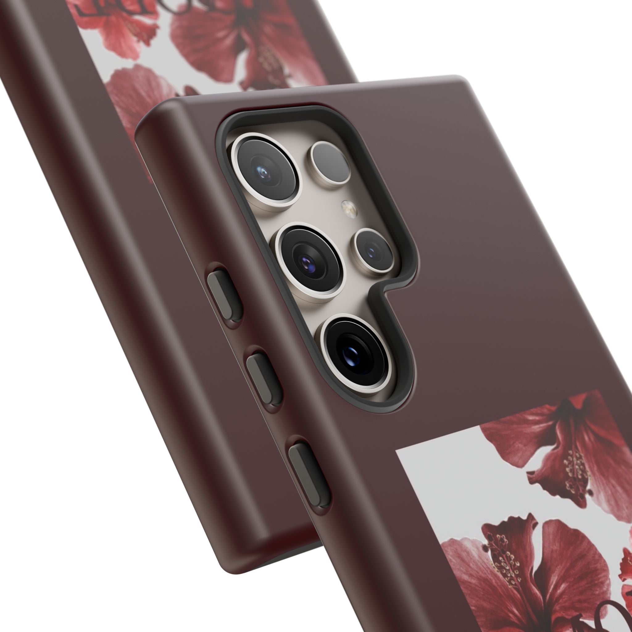 Amore Floral Phone Case — Burgundy Tough Protective Cover