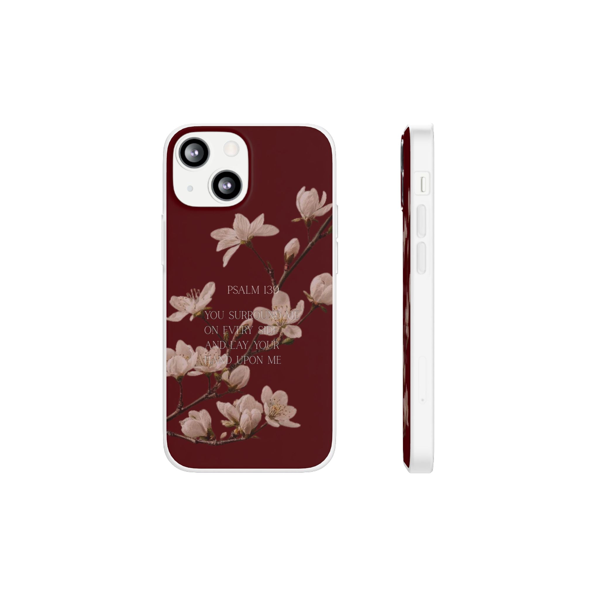 Floral Psalm Phone Case — Psalm 139 Scripture Cherry Blossom iPhone Cover