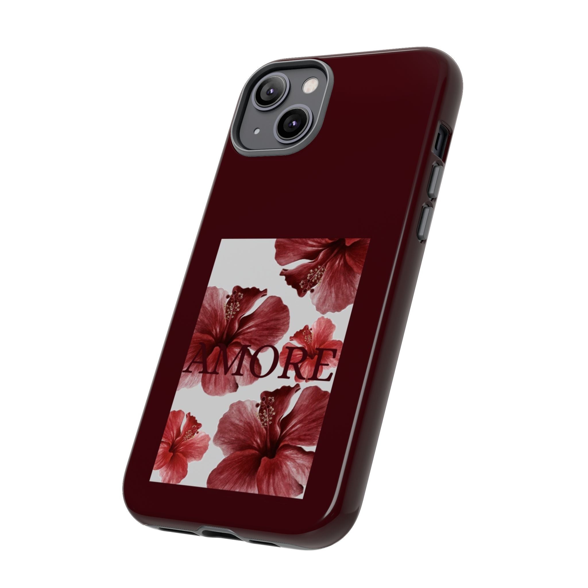 Amore Floral Phone Case — Burgundy Tough Protective Cover