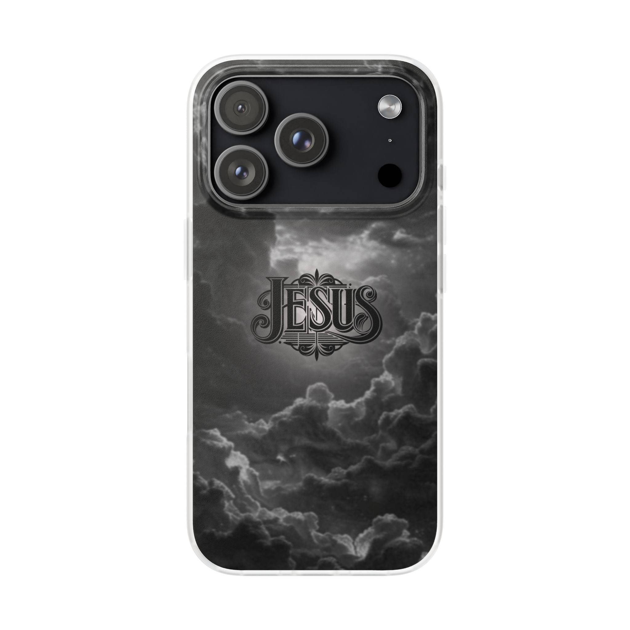 Jesus Cloud Phone Case — Faith-Inspired Flexi Case with 'Jesus' Script