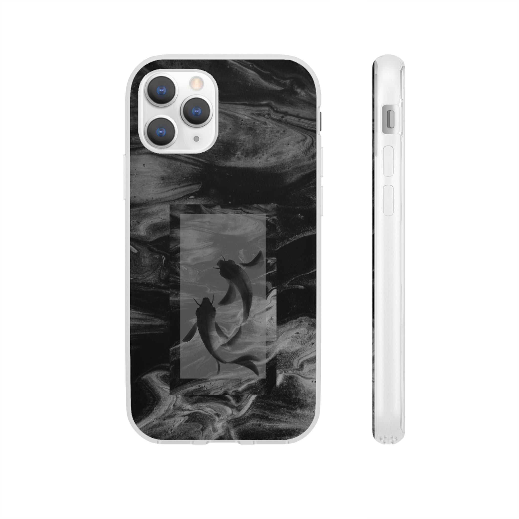 Black Koi Phone Case — Minimalist Monochrome Fish Design