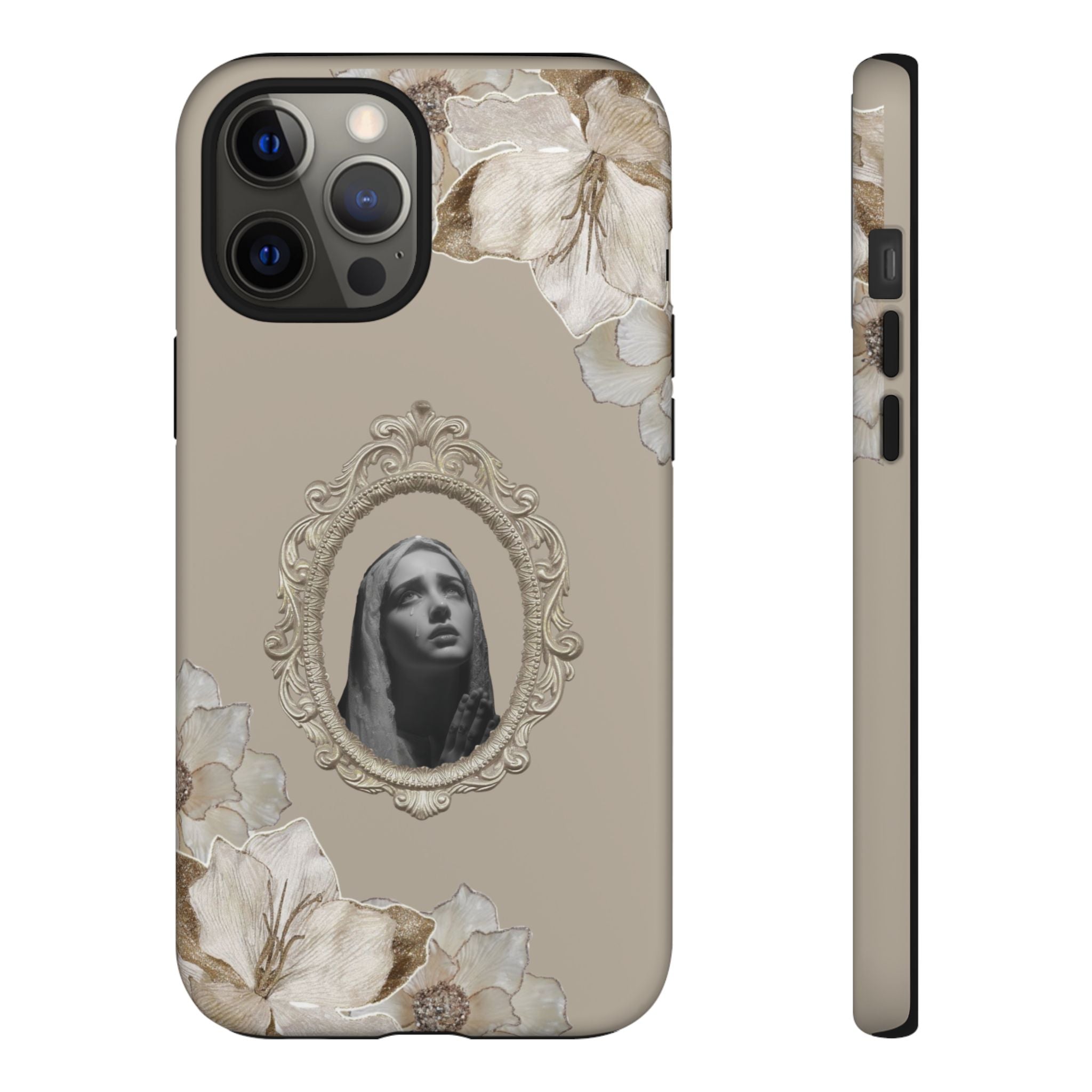 Vintage Floral Phone Case with Sacred Madonna Portrait