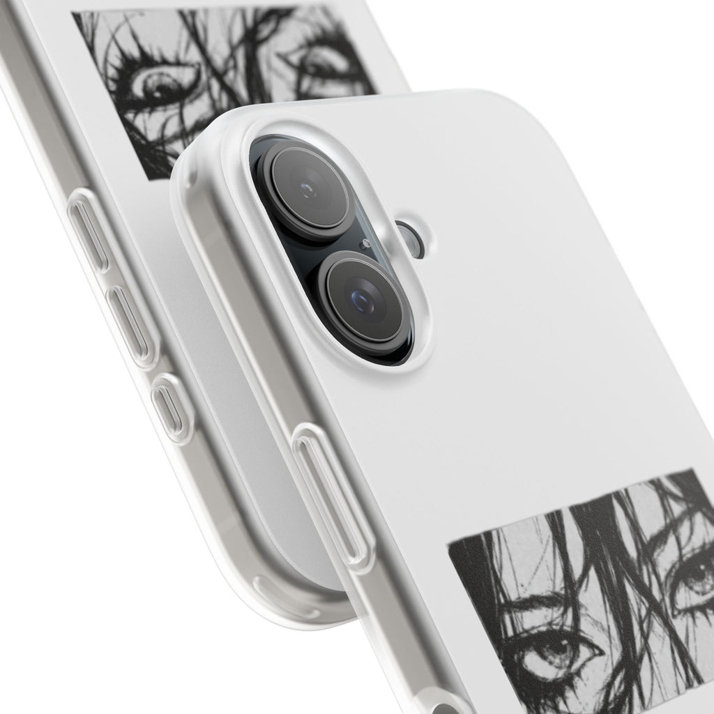 Anime Eyes Illustration Phone Case - Moody Black & White Flexi Case