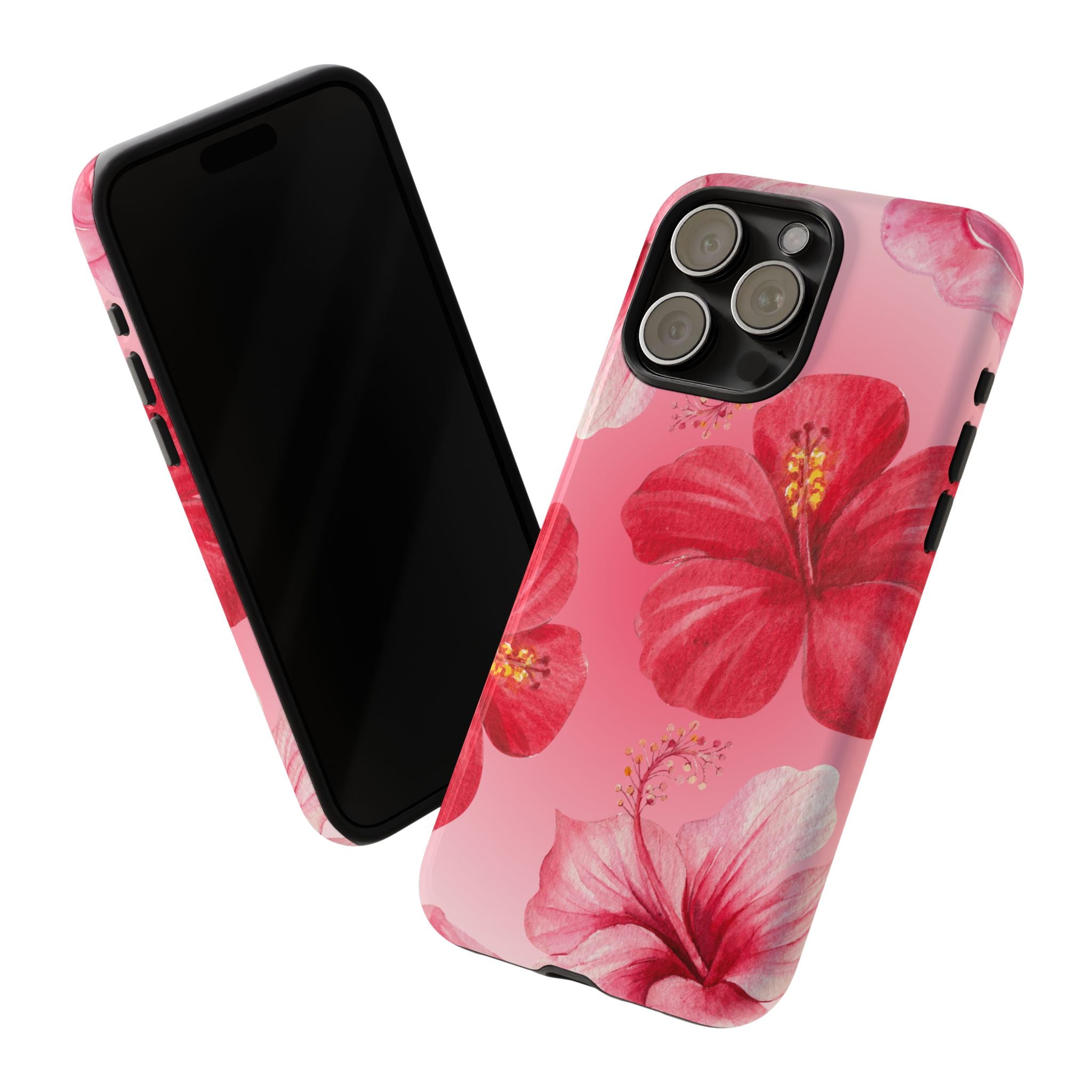 Hibiscus Pink Tough Phone Case — Floral Tropical Protective Cover