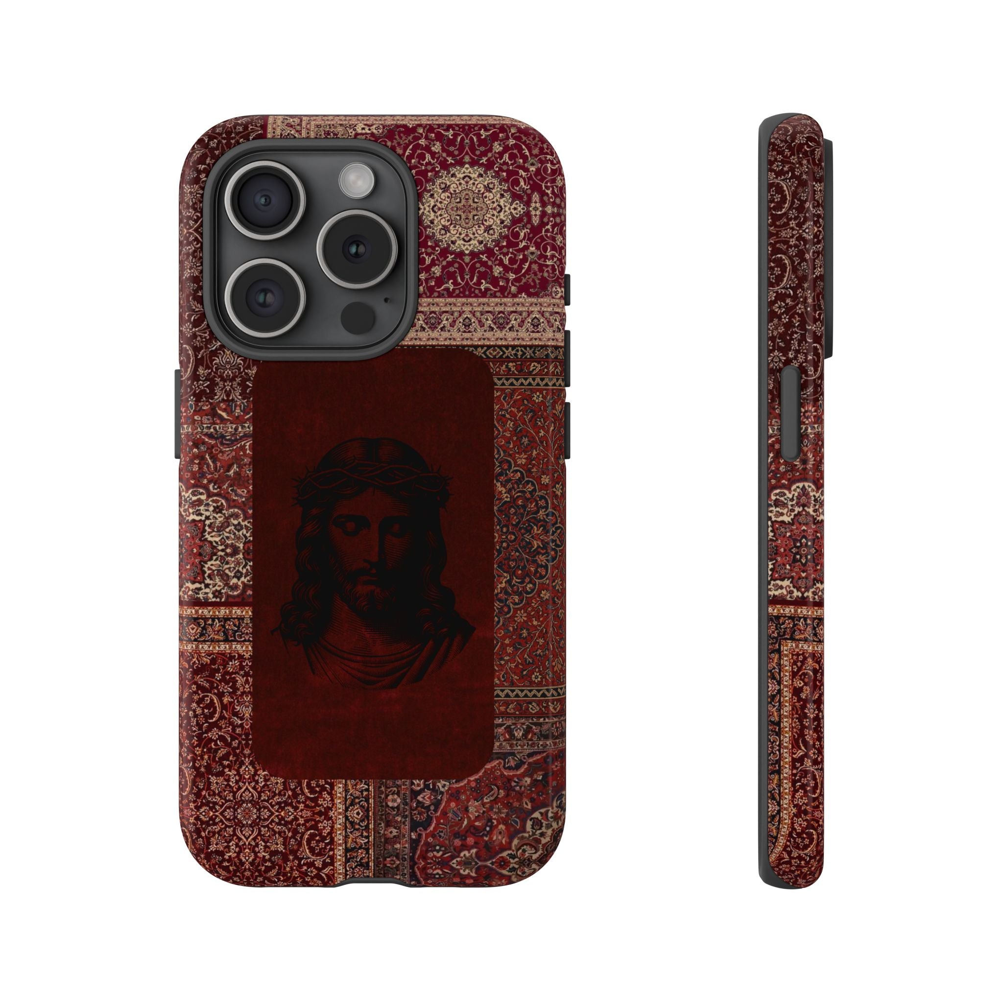 Religious Vintage Rug Phone Case — Jesus Portrait Tough Case