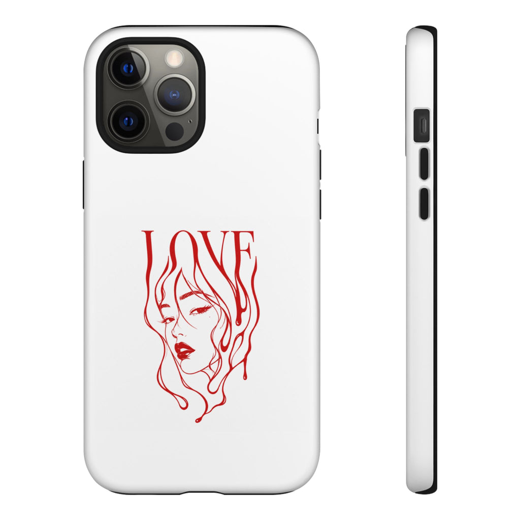Red Line Art 'Love' Face Design - Tough Case