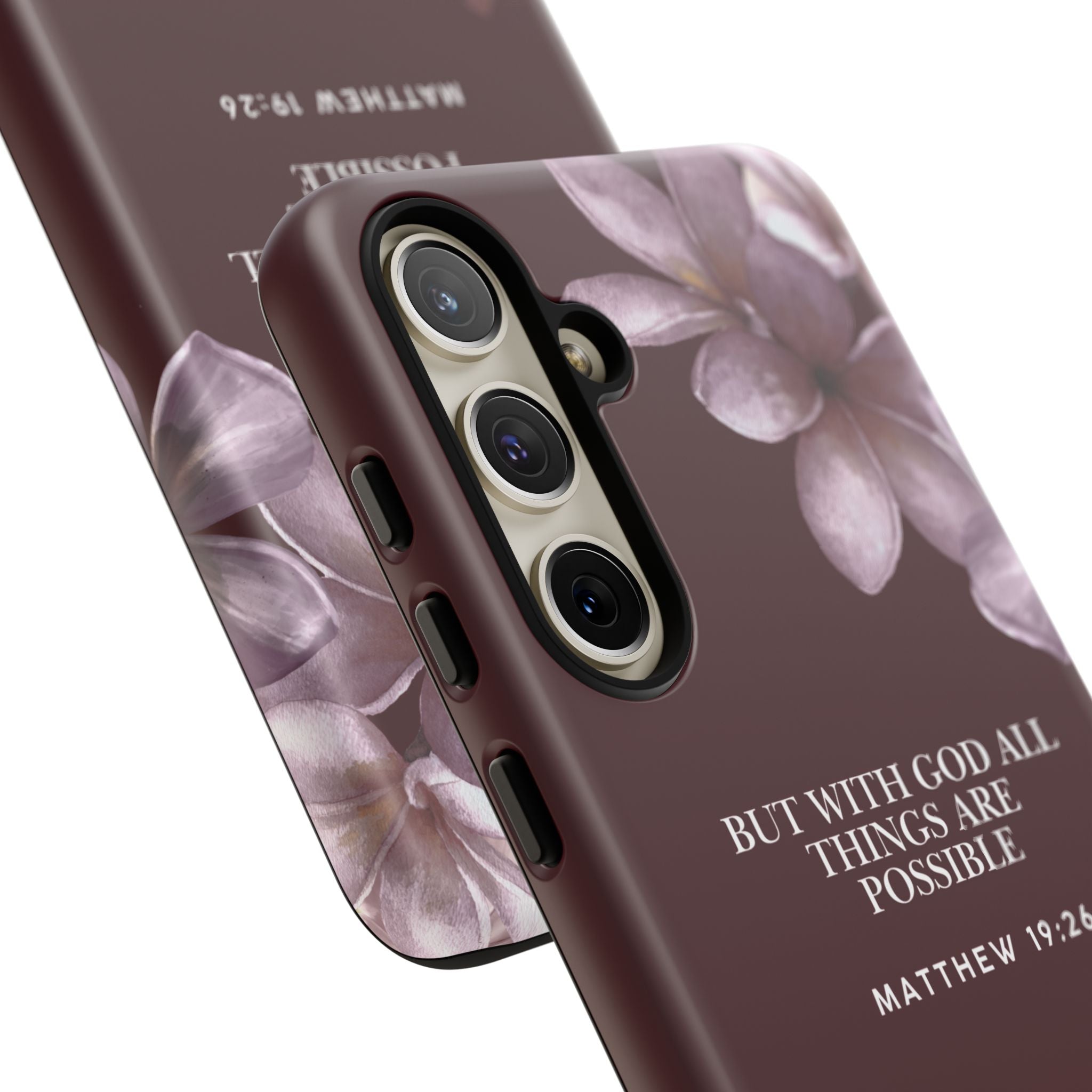But With God All Things Are Possible — Floral Bible Verse Christian Tough Phone Case