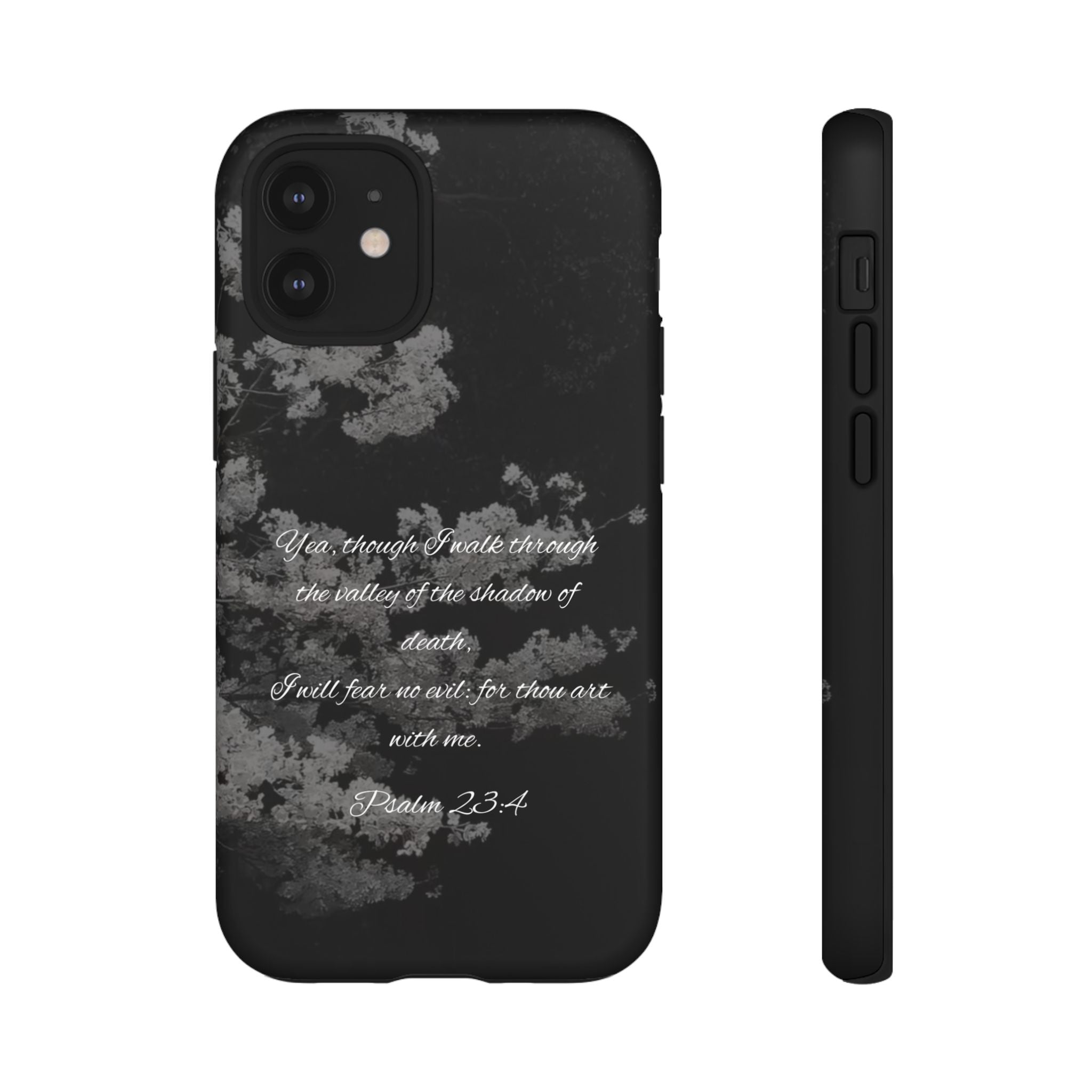 Bible Verse Phone Case — Psalm 23:4 Comfort Black Protective Cover