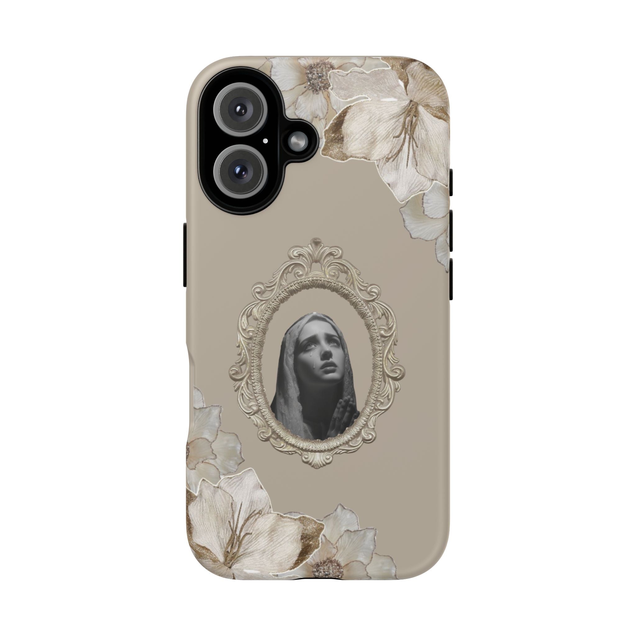 Vintage Floral Phone Case with Sacred Madonna Portrait