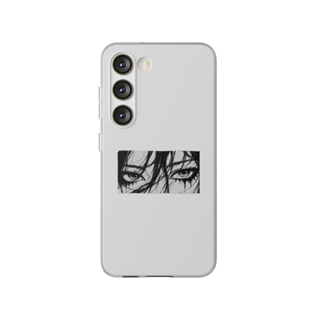 Anime Eyes Illustration Phone Case - Moody Black & White Flexi Case