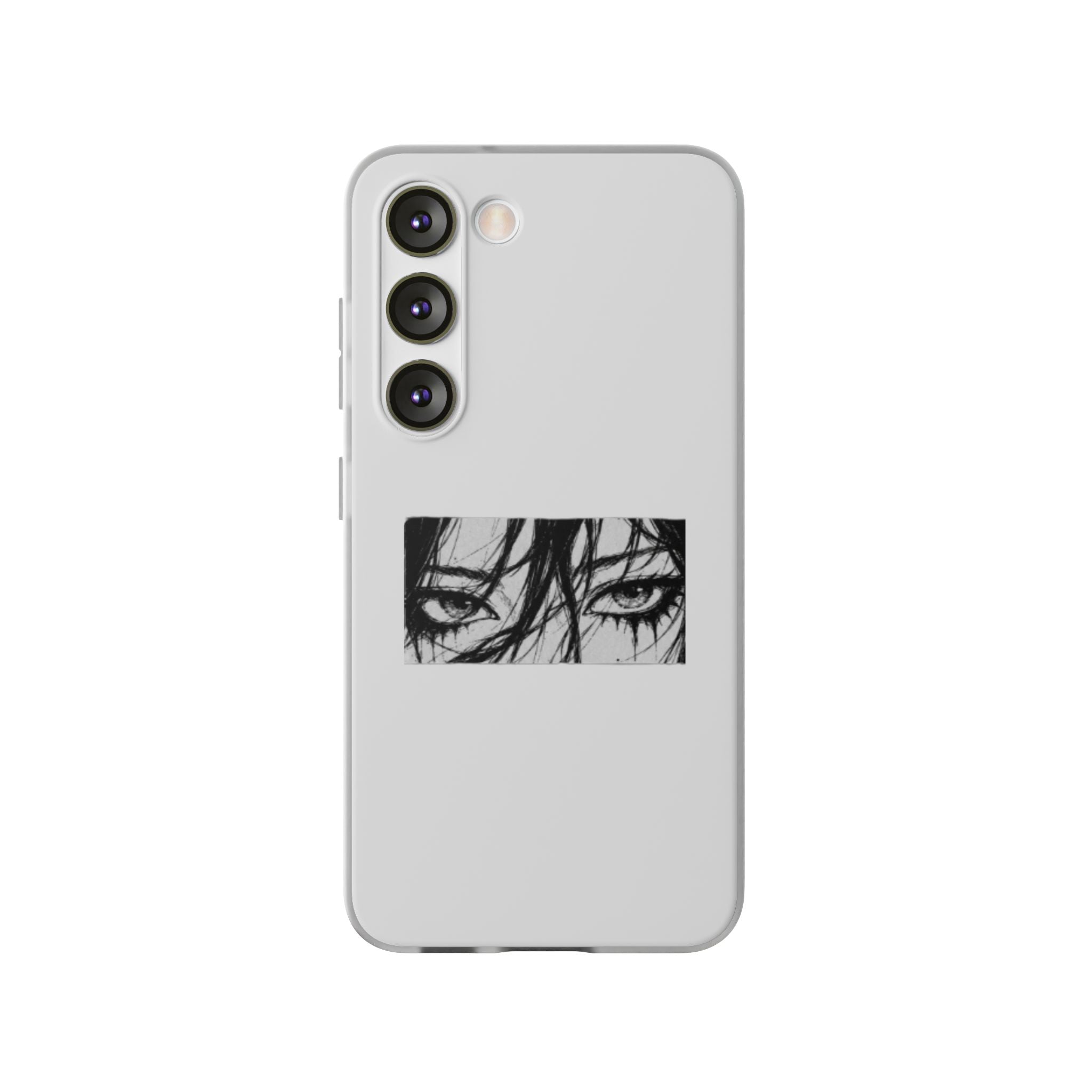 Anime Eyes Illustration Phone Case - Moody Black & White Flexi Case