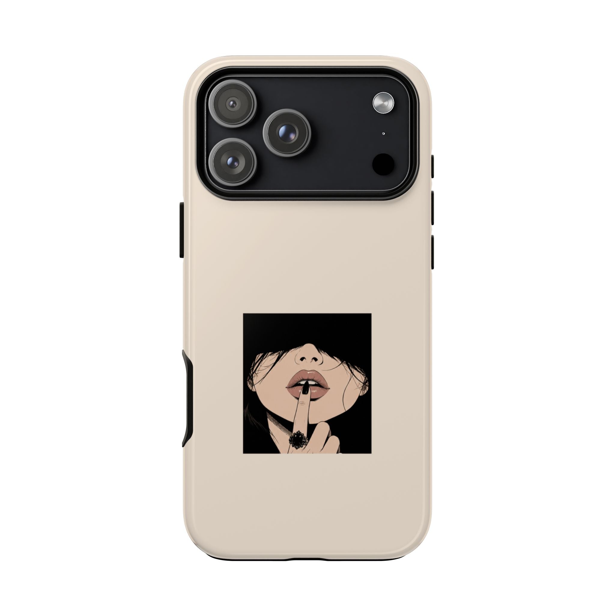 Minimal Anime Girl Shh Design, Edgy Aesthetic Protective Cover