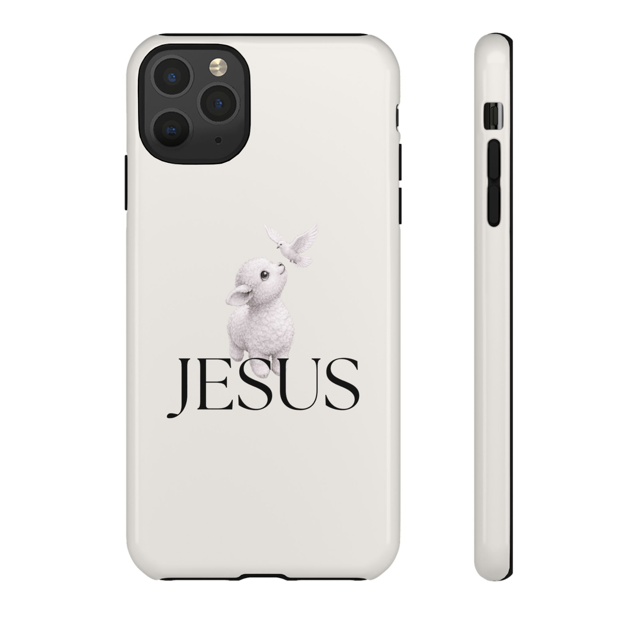 Jesus Lamb Phone Case - Christian Faith iPhone Case with Dove Design