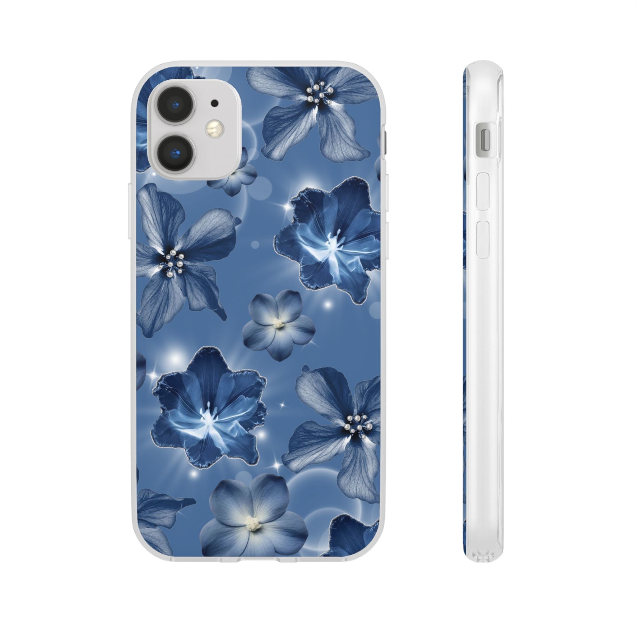 Blue Floral Phone Case — Soft Blue Blossoms Pattern for iPhone