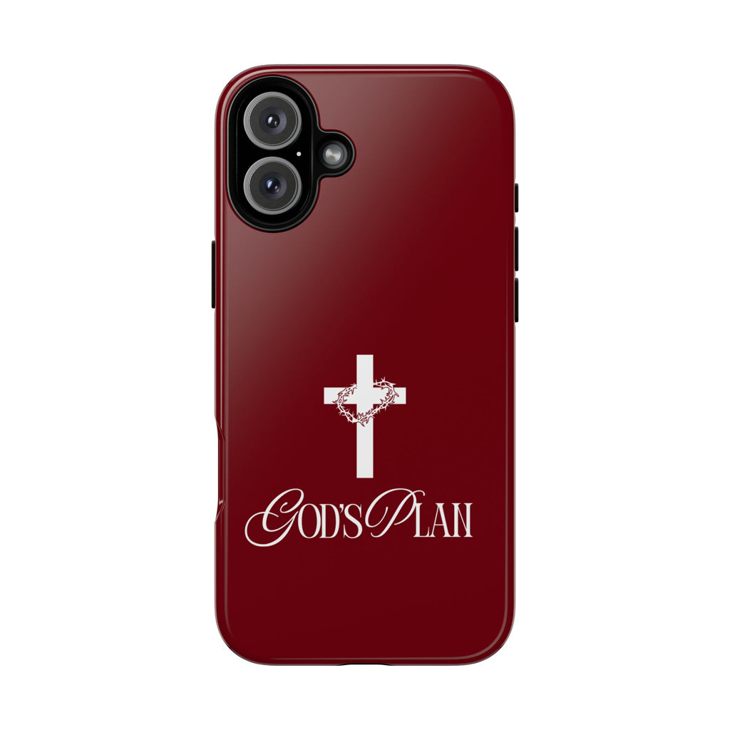 God's Plan — Christian Tough Phone Case | Cross Faith Burgundy Cover