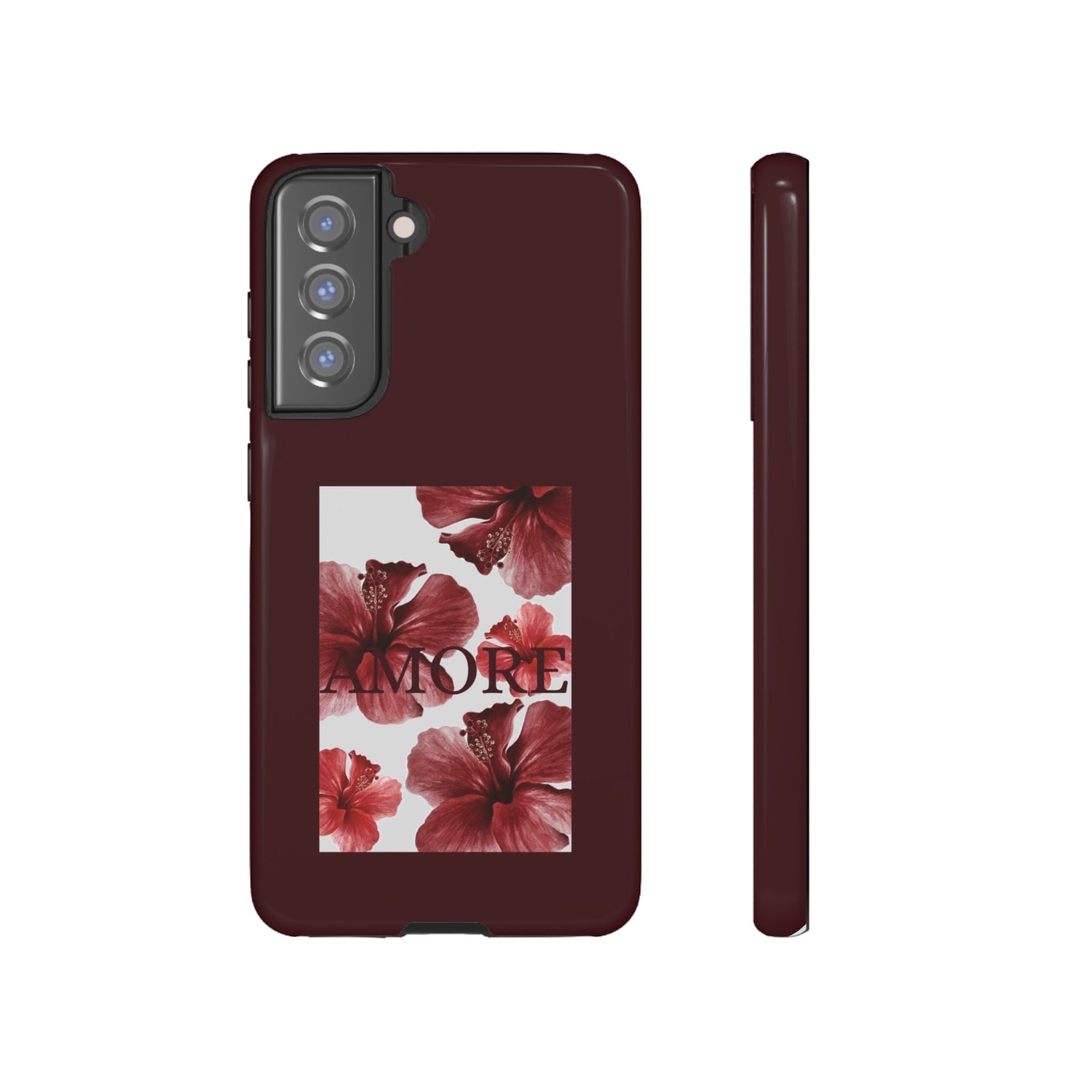 Amore Floral Phone Case — Burgundy Tough Protective Cover