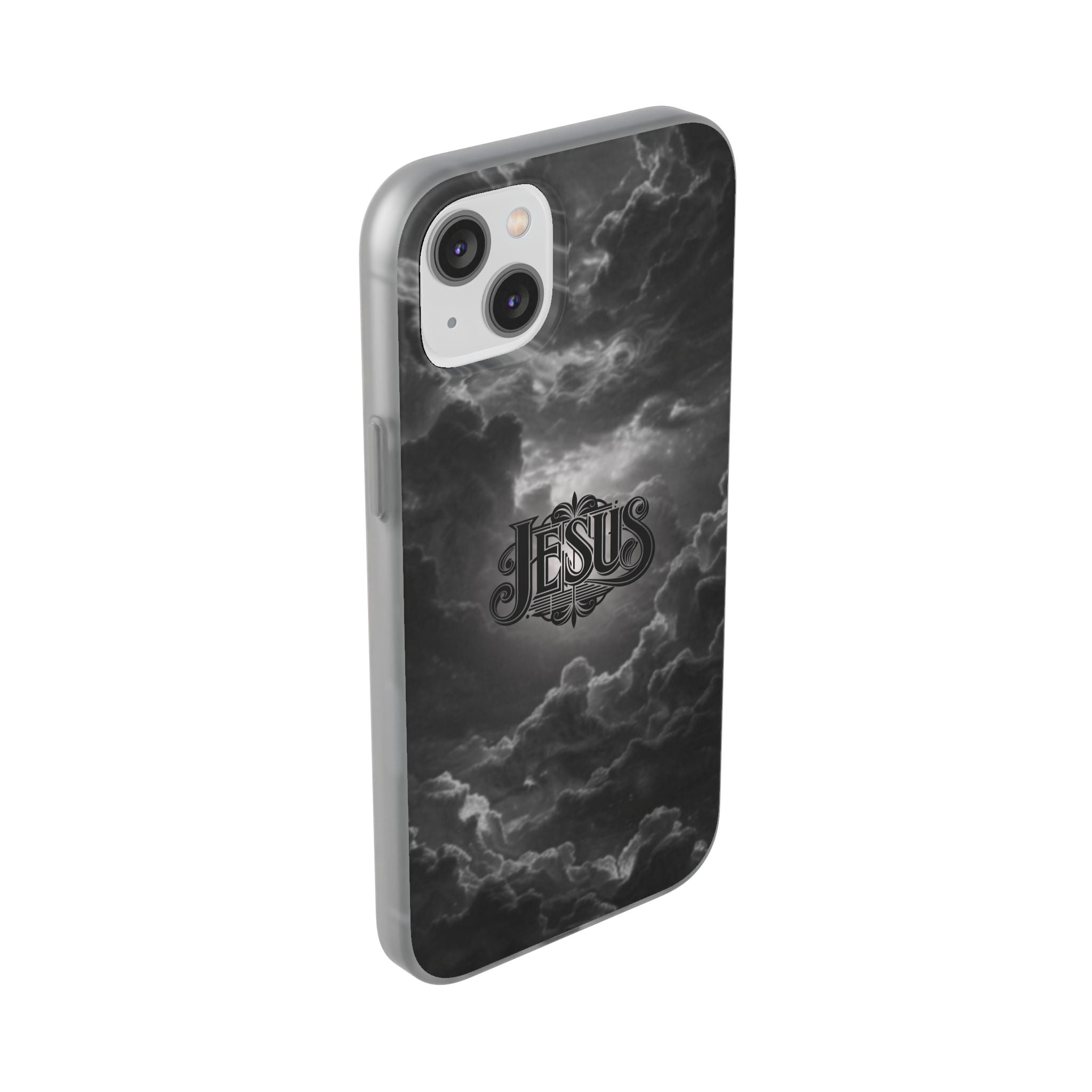 Jesus Cloud Phone Case — Faith-Inspired Flexi Case with 'Jesus' Script