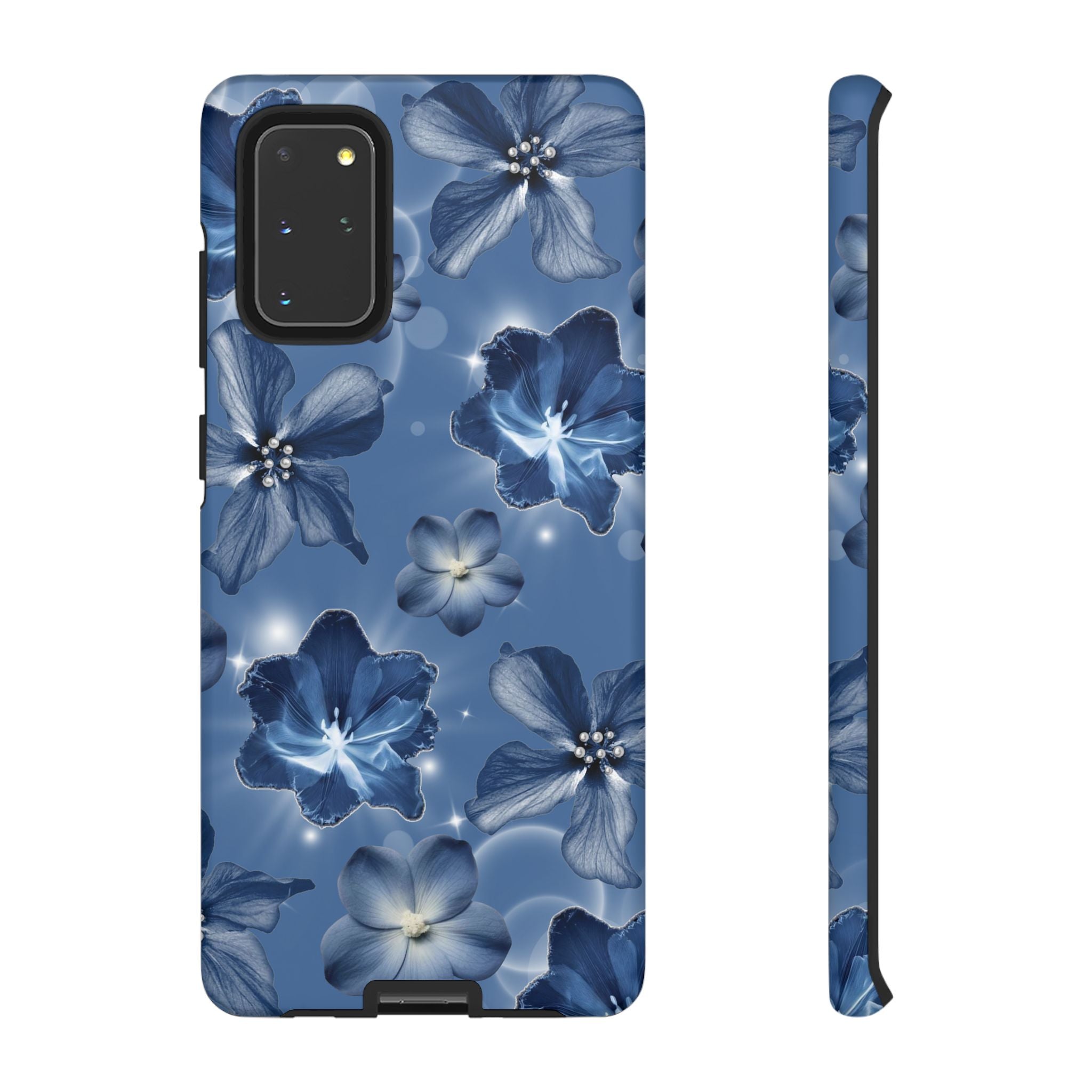 Blue Floral Tough Phone Case — Protective Blossom Design