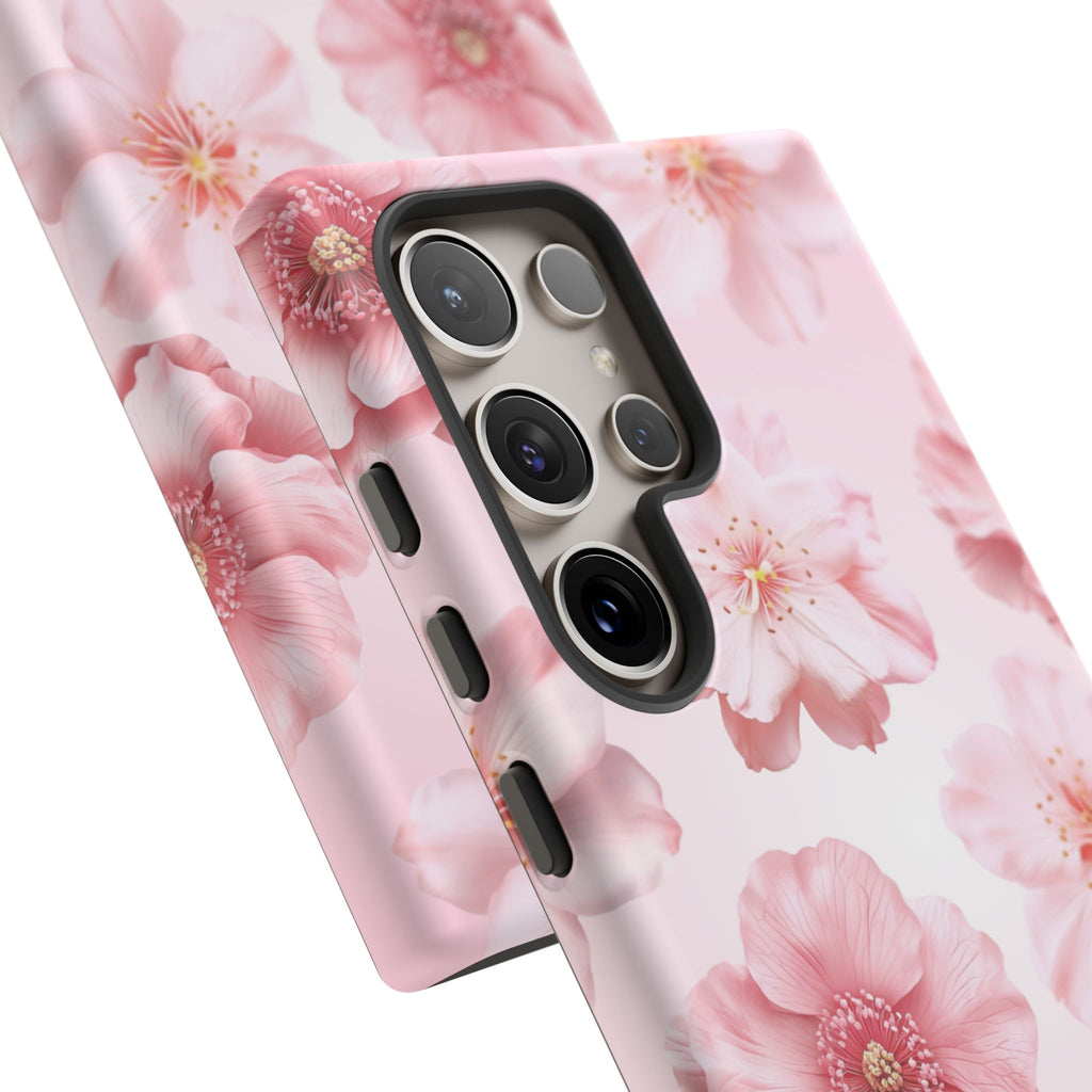 Pink Floral Tough Phone Case — Protective Sakura Blossom Design