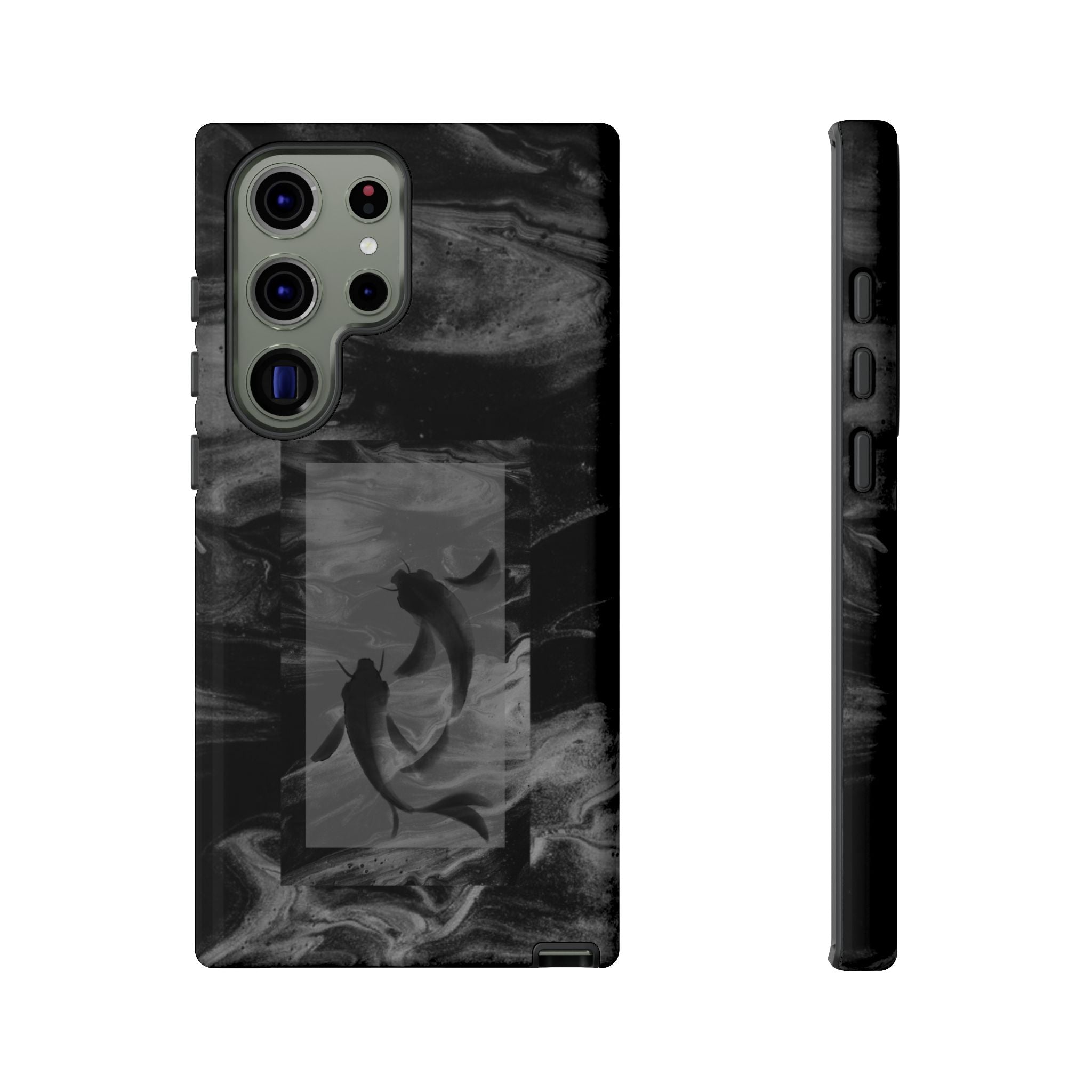 Koi Yin-Yang Marble Phone Case – Black Smoky Art Protection