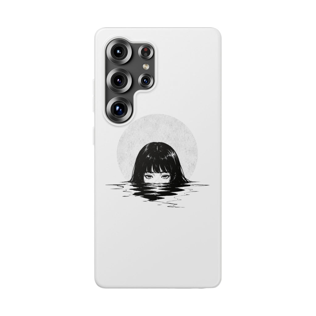 Minimalist Creepy Girl Moon Design