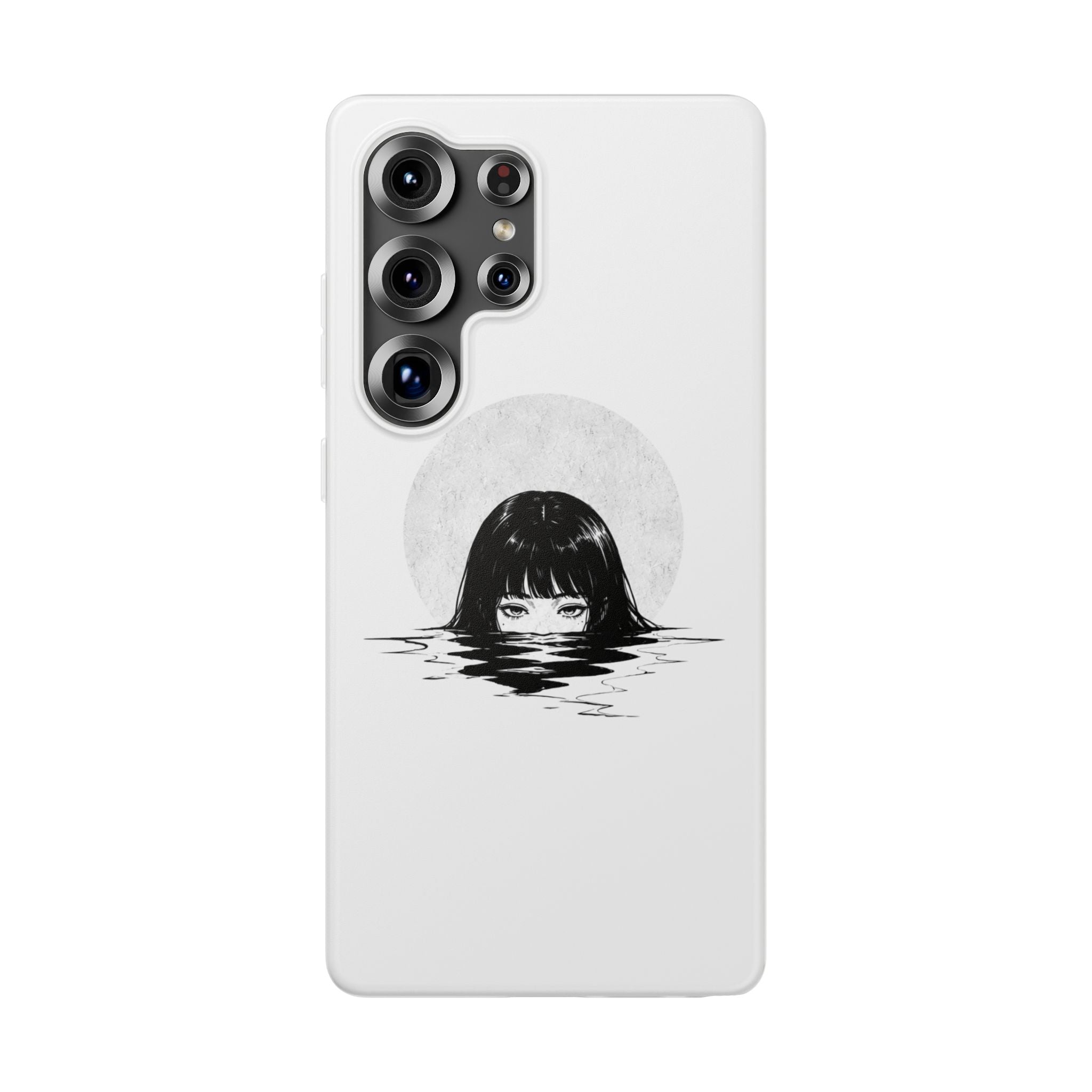 Minimalist Creepy Girl Moon Design