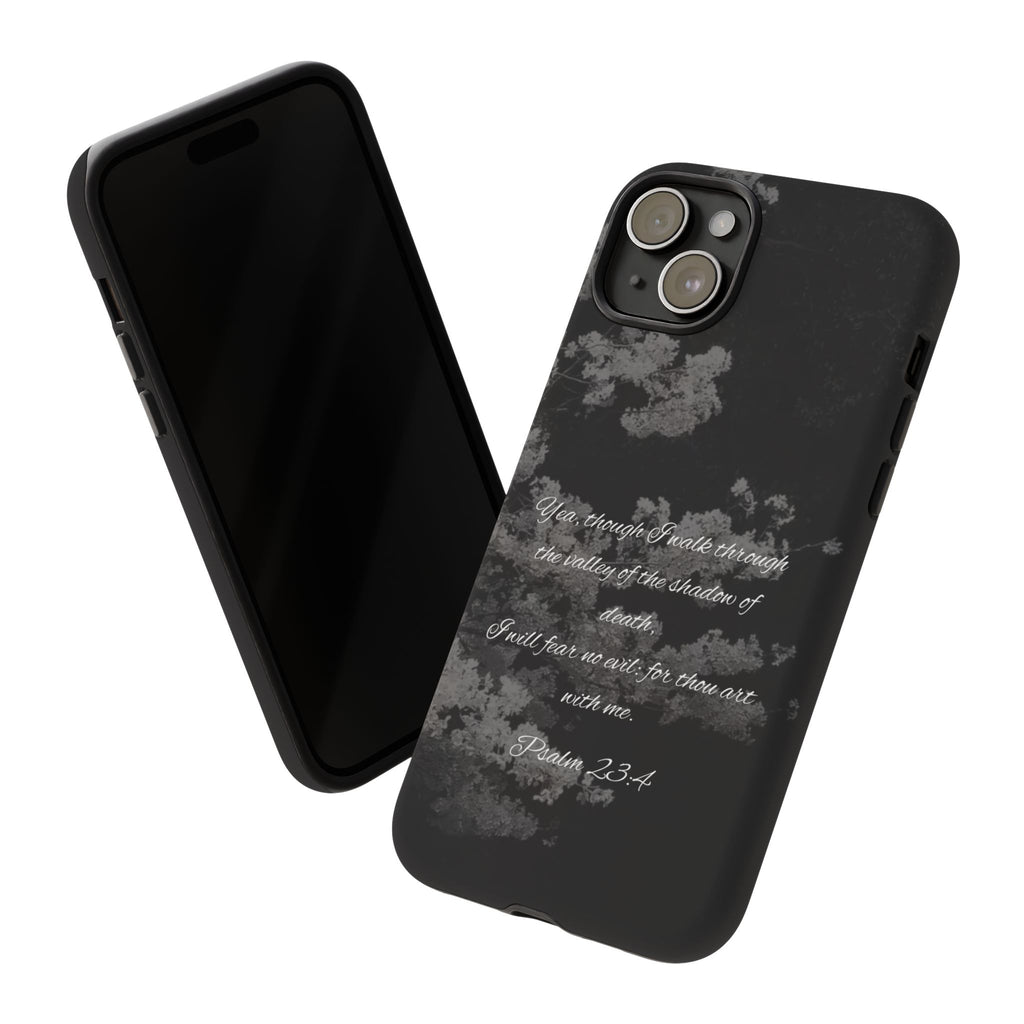 Bible Verse Phone Case — Psalm 23:4 Comfort Black Protective Cover