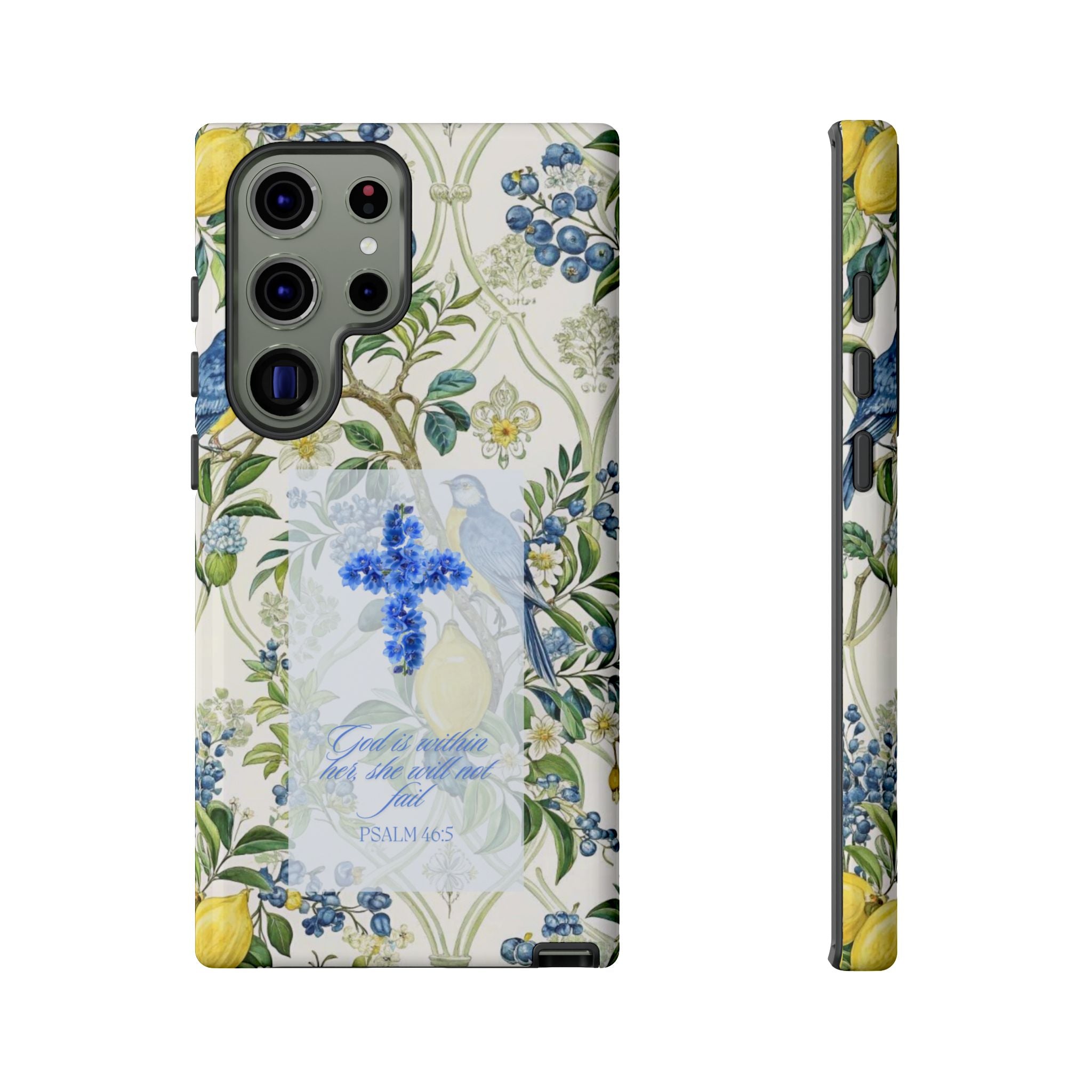 Floral Cross Tough Phone Case — Psalms Blessing Protective Cover