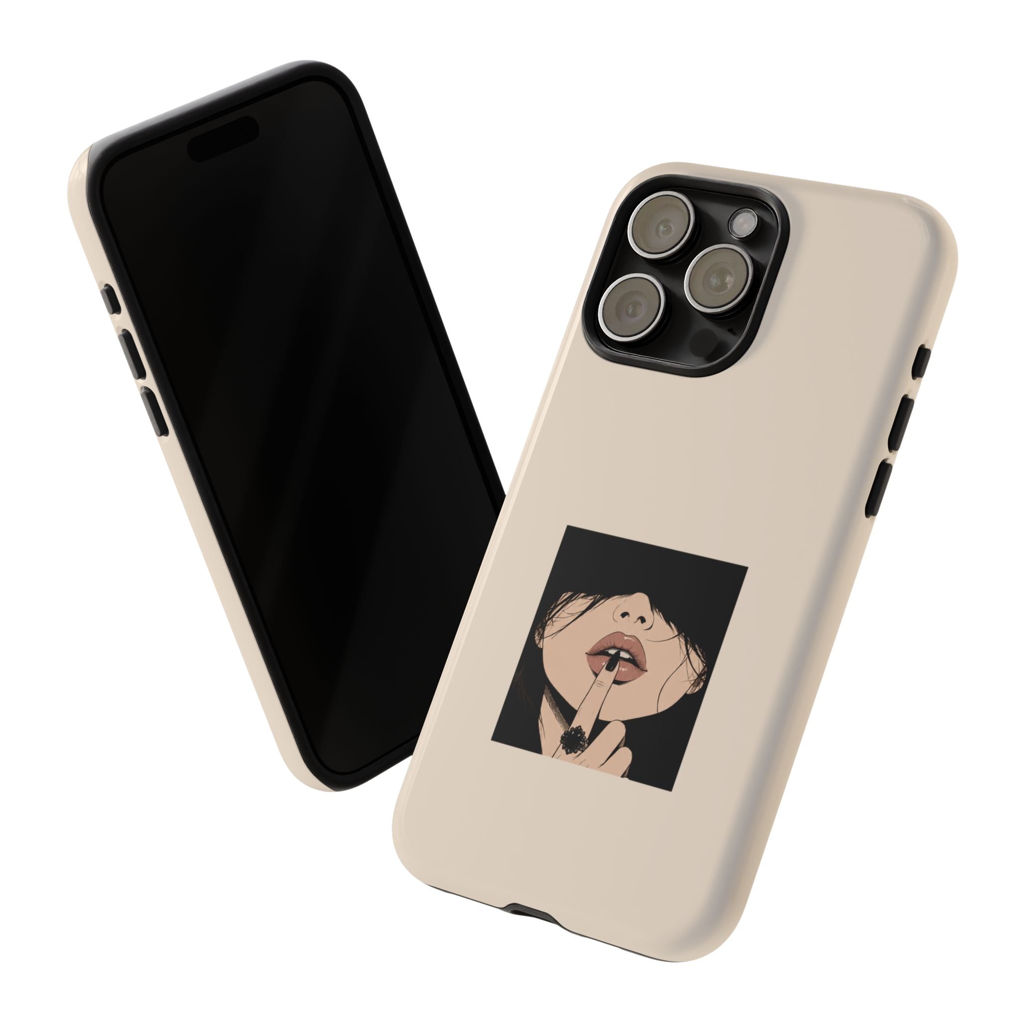 Minimal Anime Girl Shh Design, Edgy Aesthetic Protective Cover
