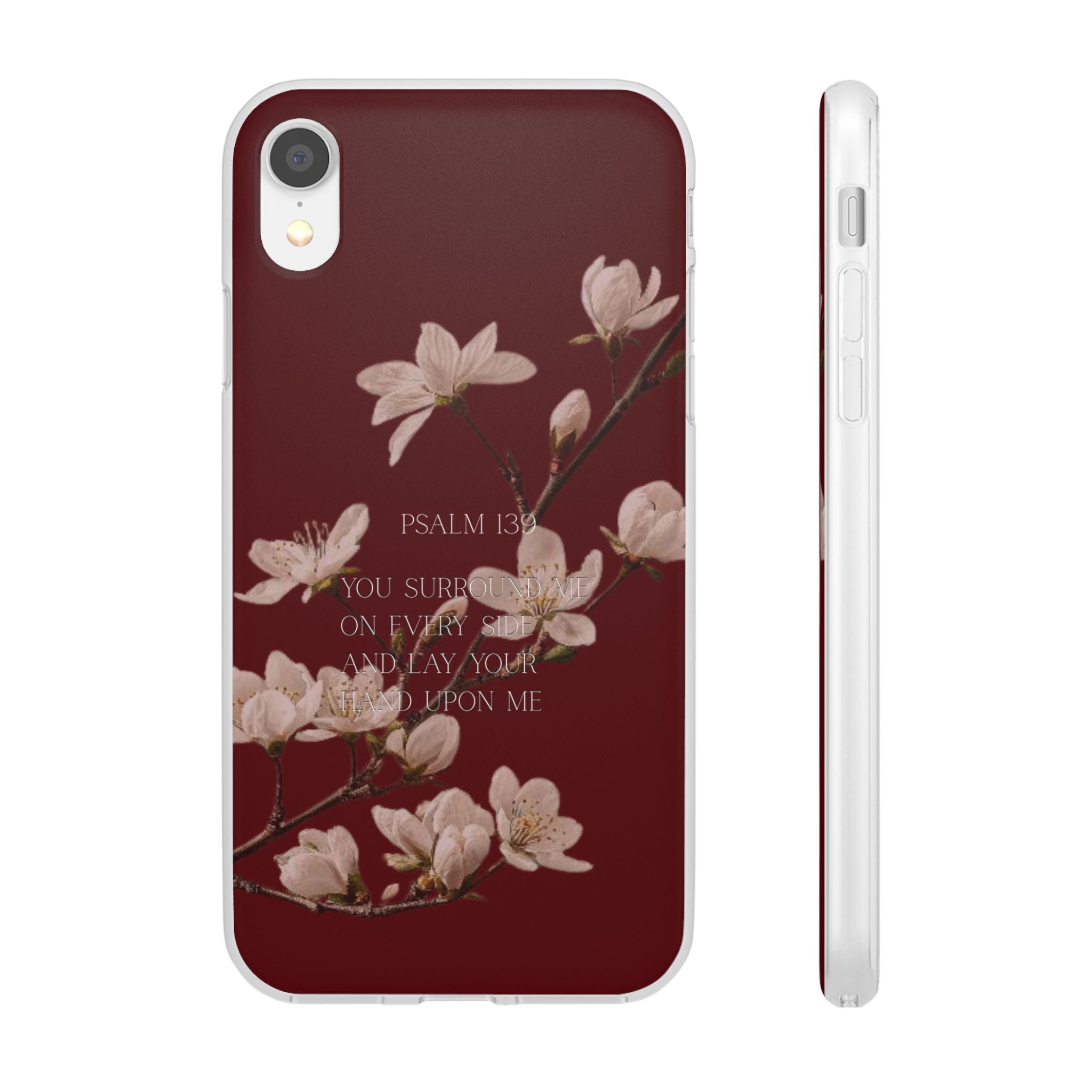 Floral Psalm Phone Case — Psalm 139 Scripture Cherry Blossom iPhone Cover
