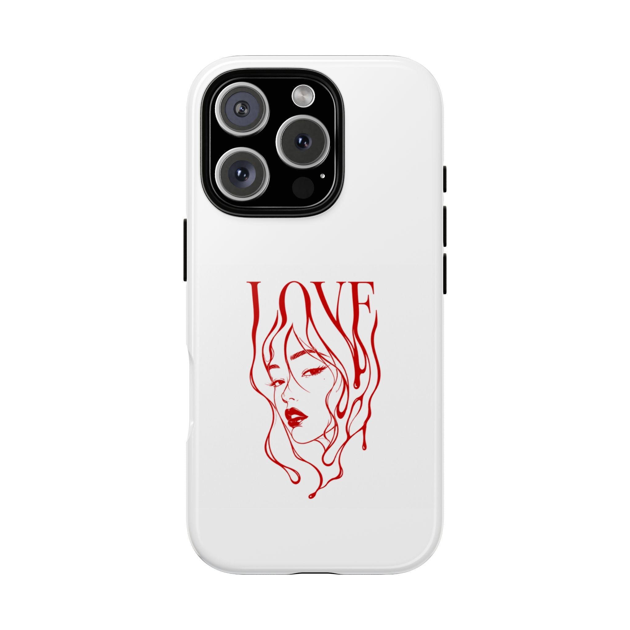 Red Line Art 'Love' Face Design - Tough Case