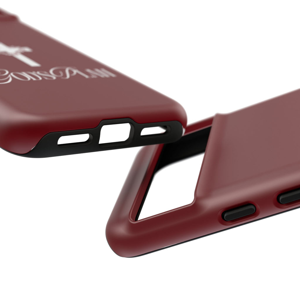 God's Plan — Christian Tough Phone Case | Cross Faith Burgundy Cover