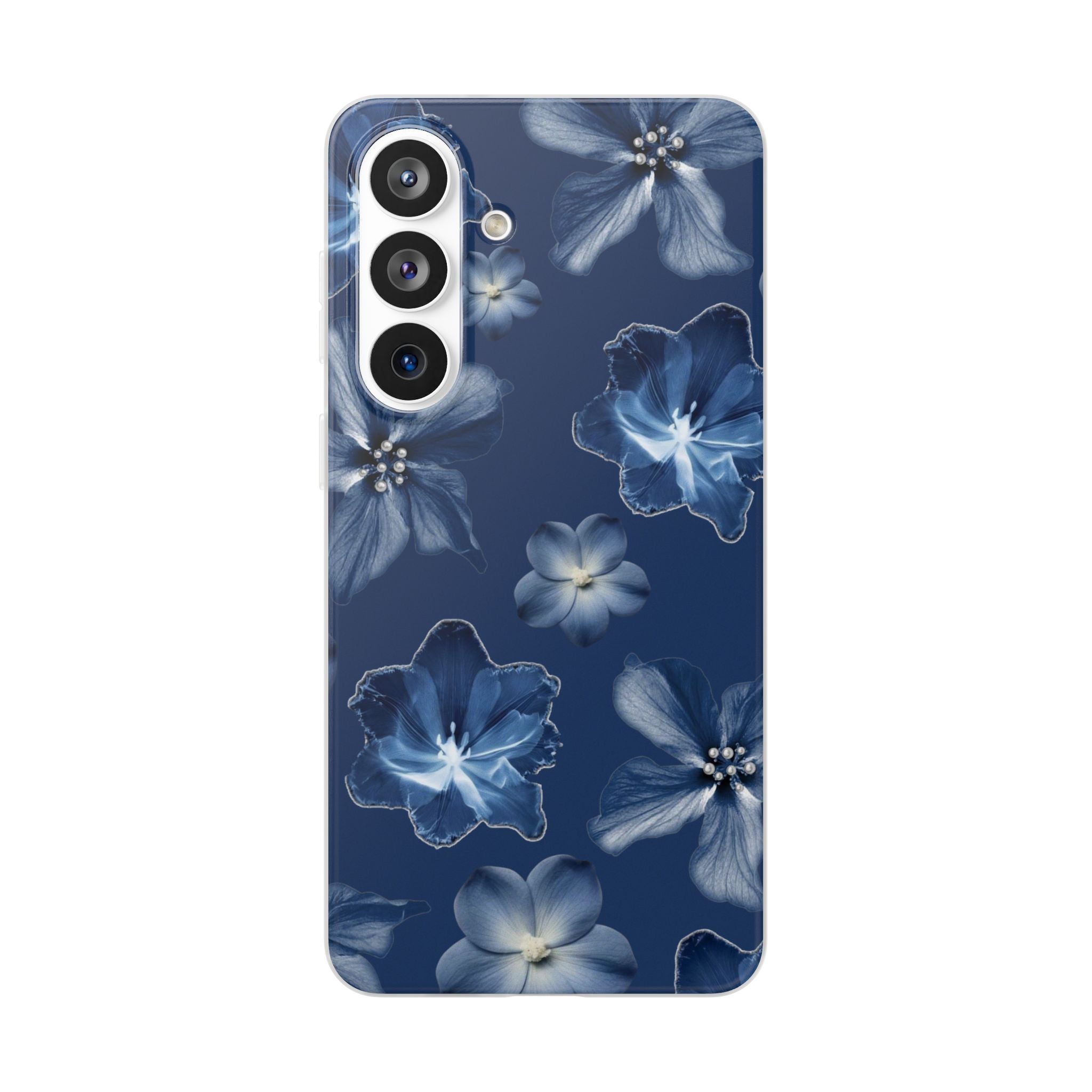 Floral Blue Phone Case — Navy Watercolor Blossom Flexi Case