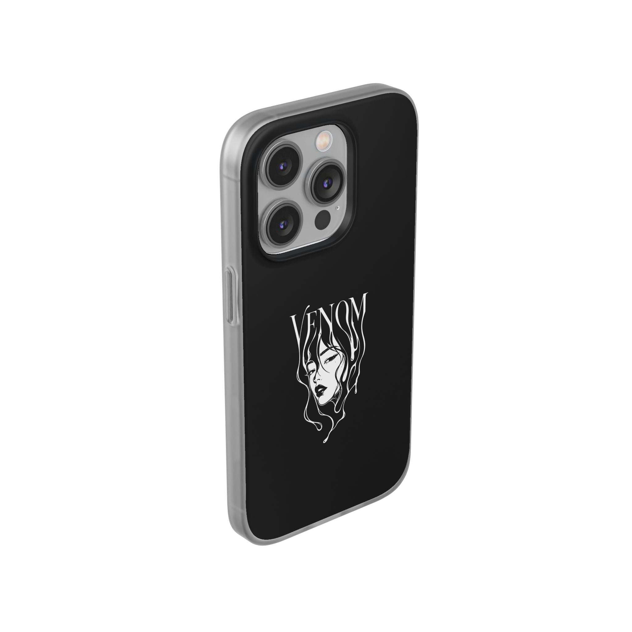 Venom Goth Phone Case — Black Protective Flexible Phone Case with Dark Femme Artwork