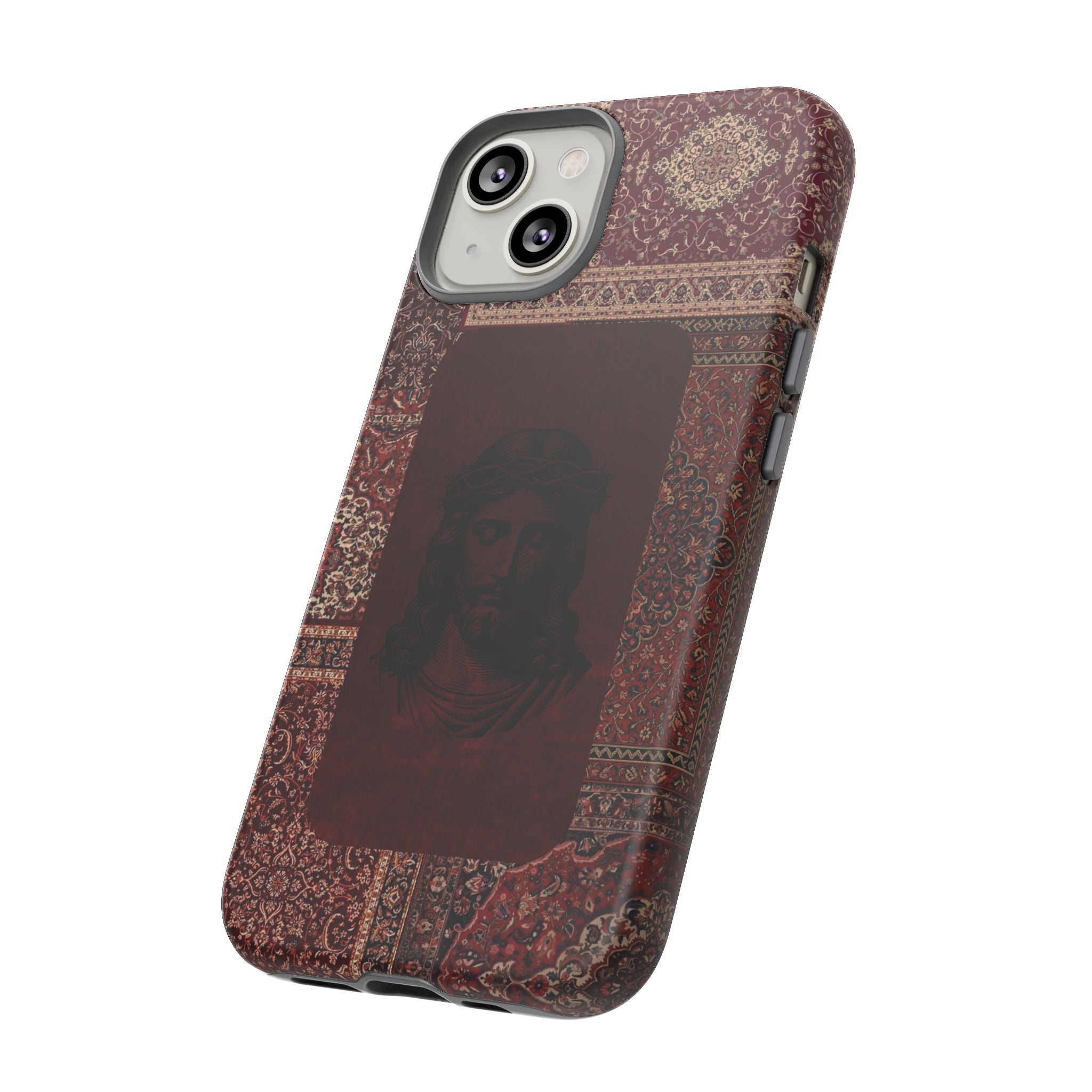 Religious Vintage Rug Phone Case — Jesus Portrait Tough Case